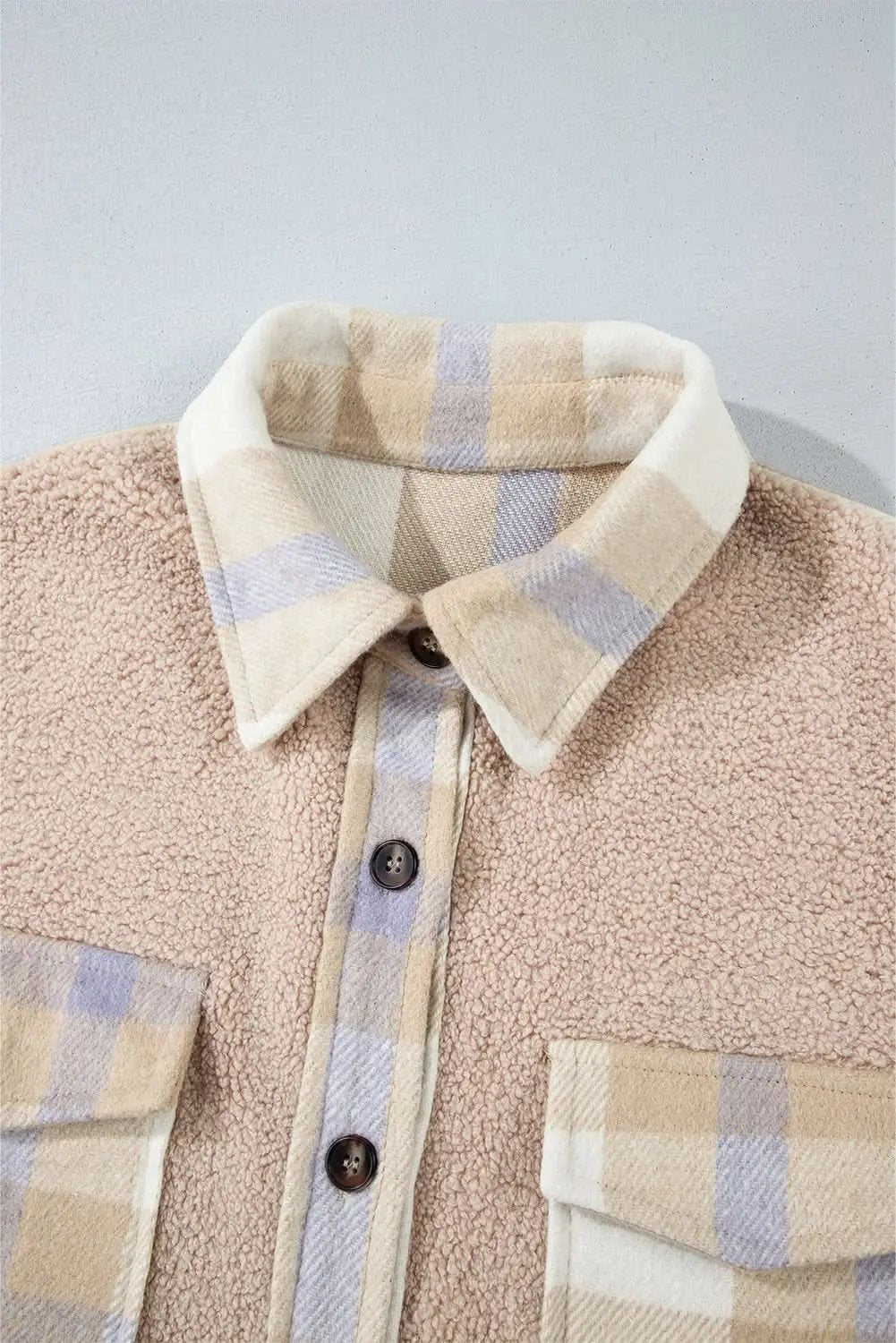 Women's Sherpa Coat - Gray Plaid Warm & Chic - Long Outerwear