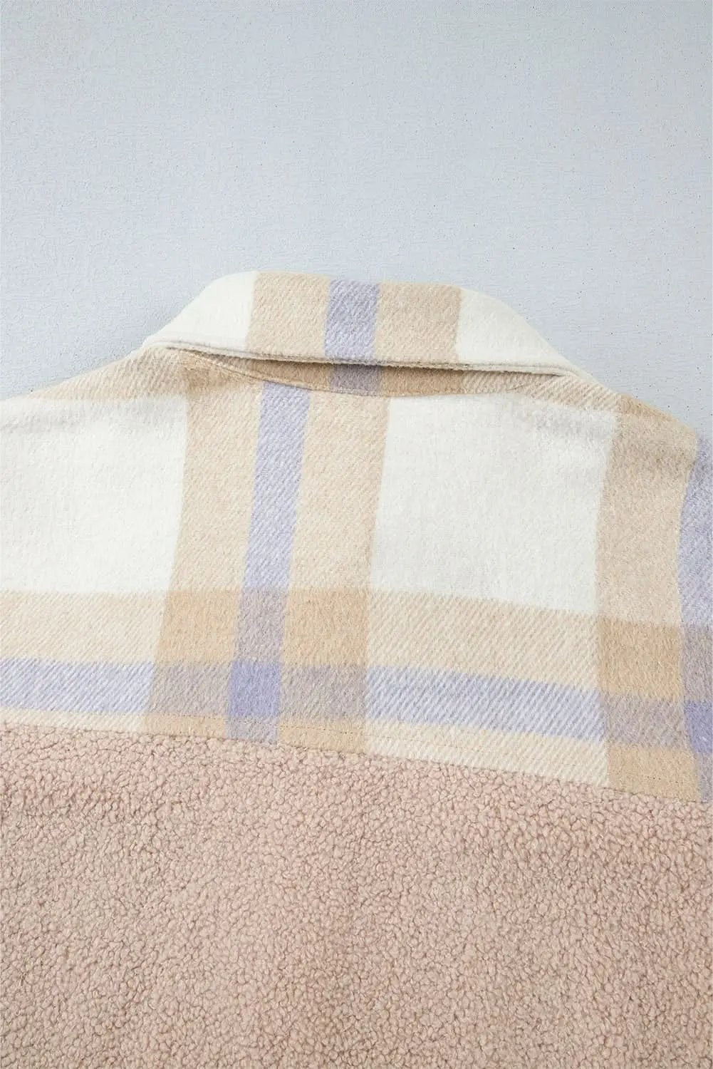Women's Sherpa Coat - Gray Plaid Warm & Chic - Long Outerwear