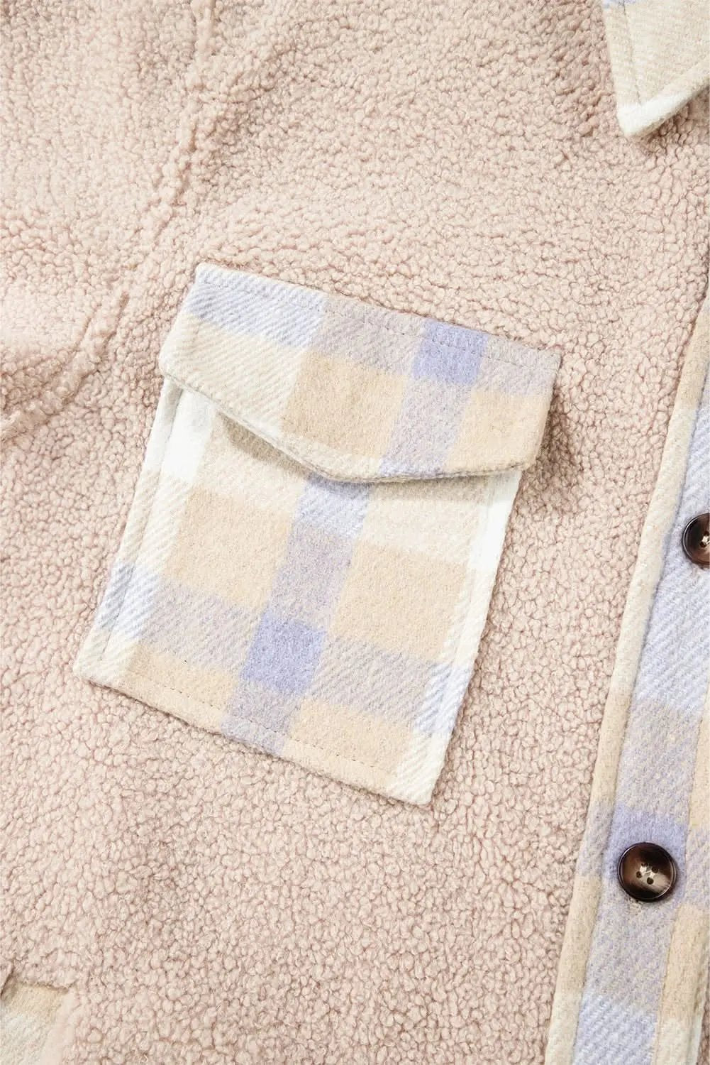 Women's Sherpa Coat - Gray Plaid Warm & Chic - Long Outerwear