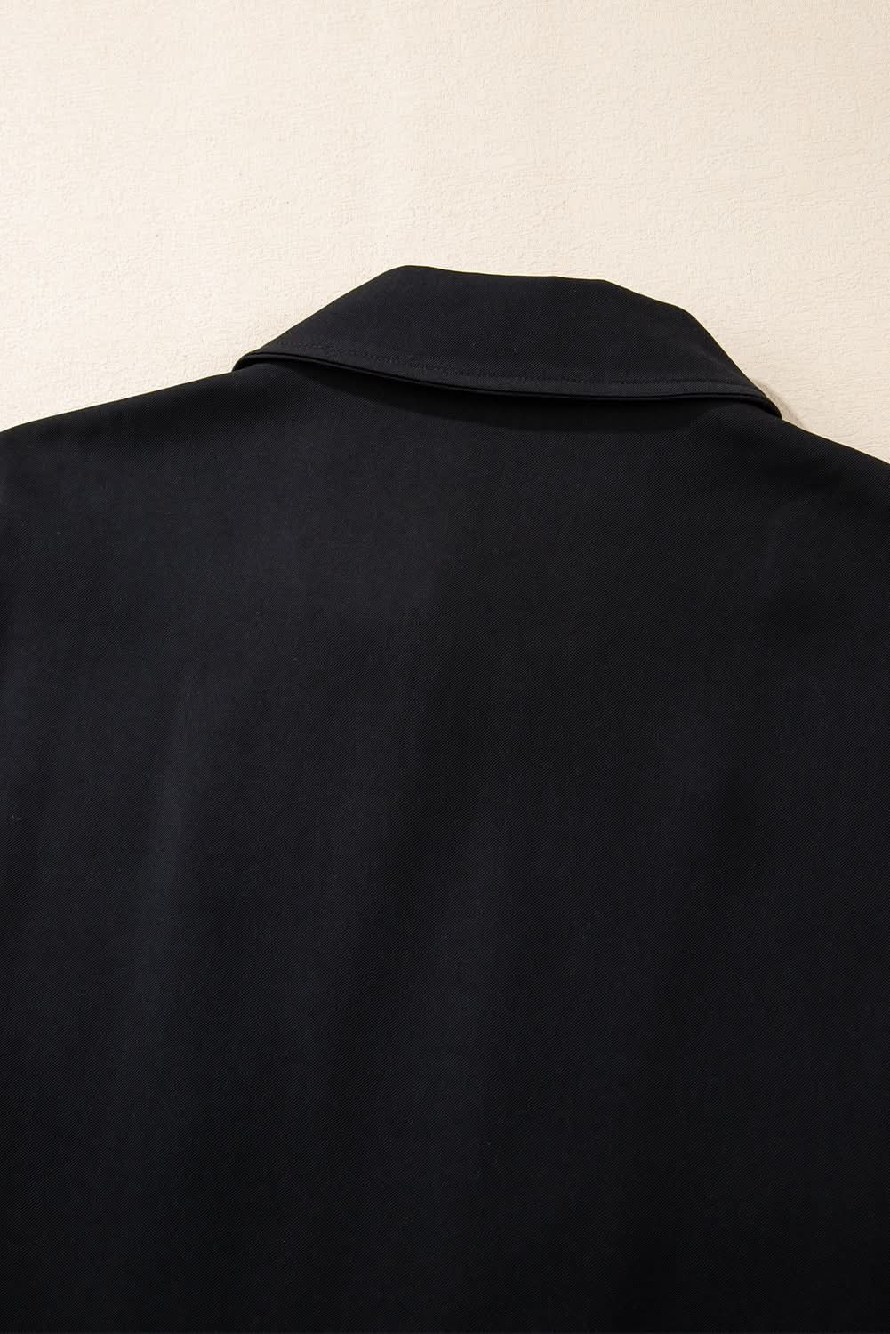 Love Salve Sleek black zip-up jacket with tab sleeves