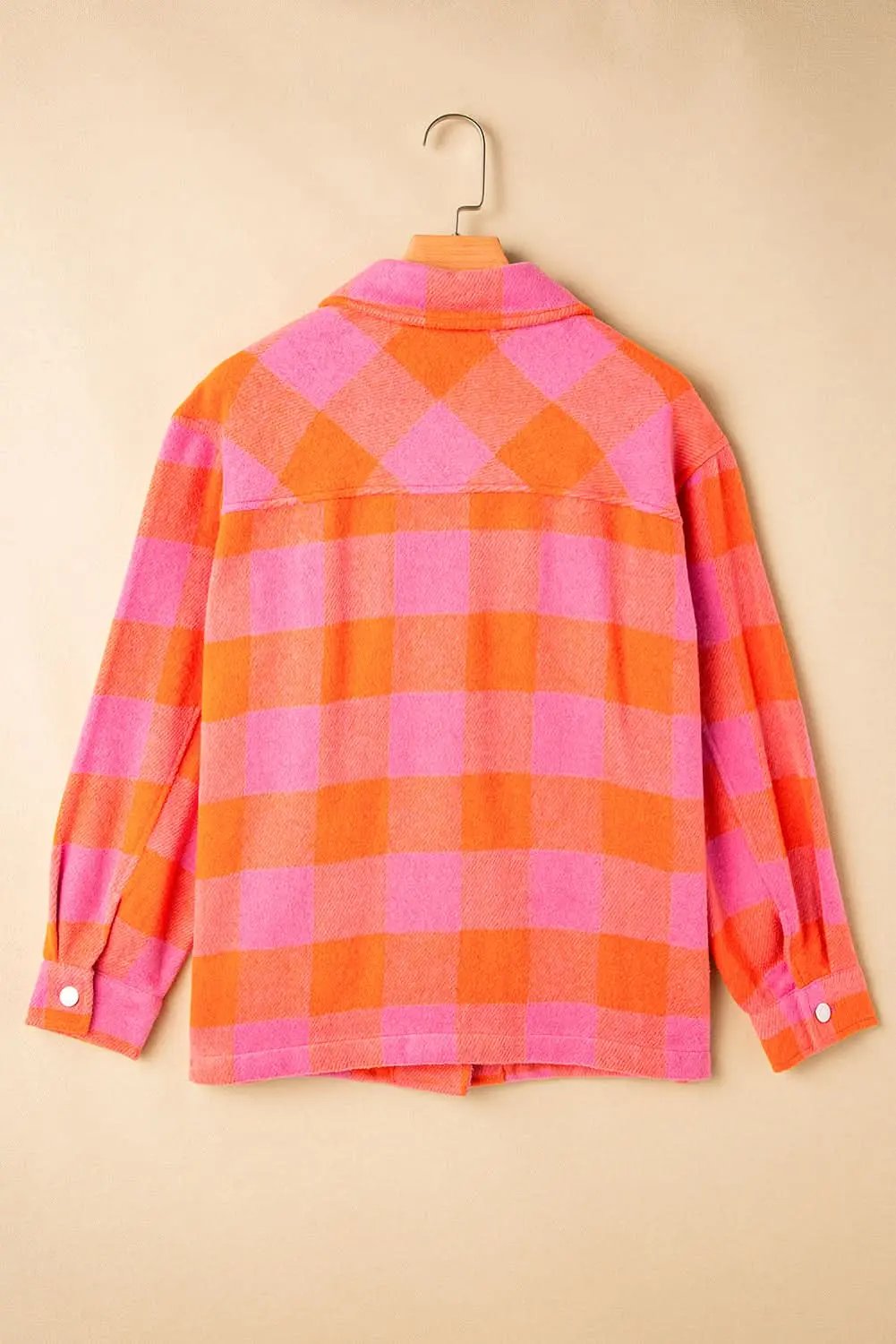 Orange Plaid Button-Up Jacket - Fall Casual & Stylish