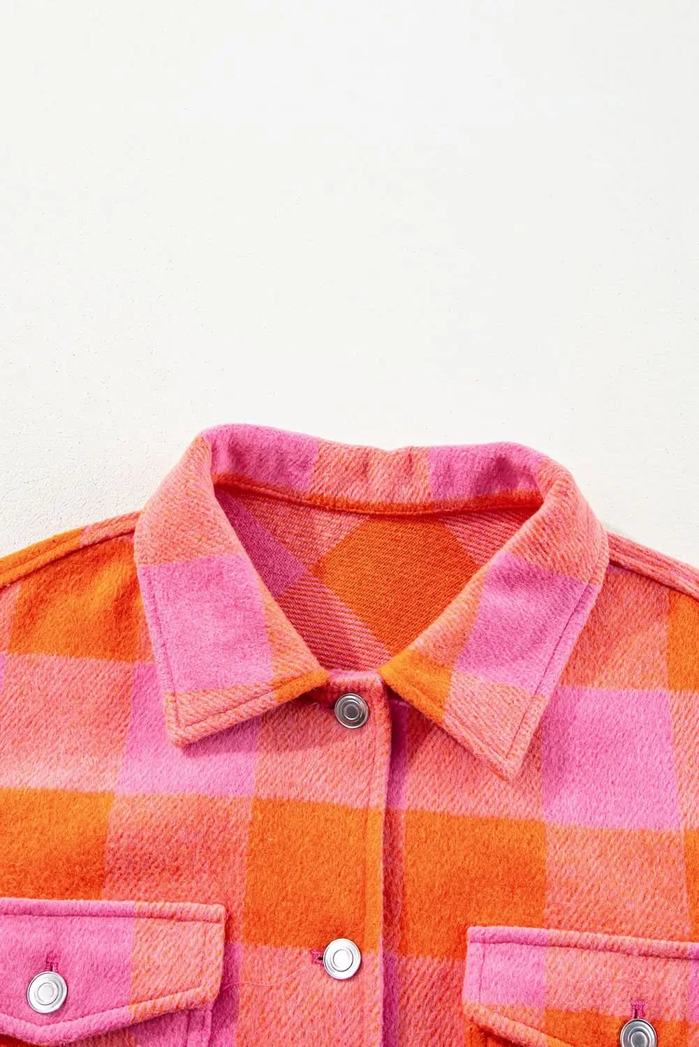Orange Plaid Button-Up Jacket - Fall Casual & Stylish