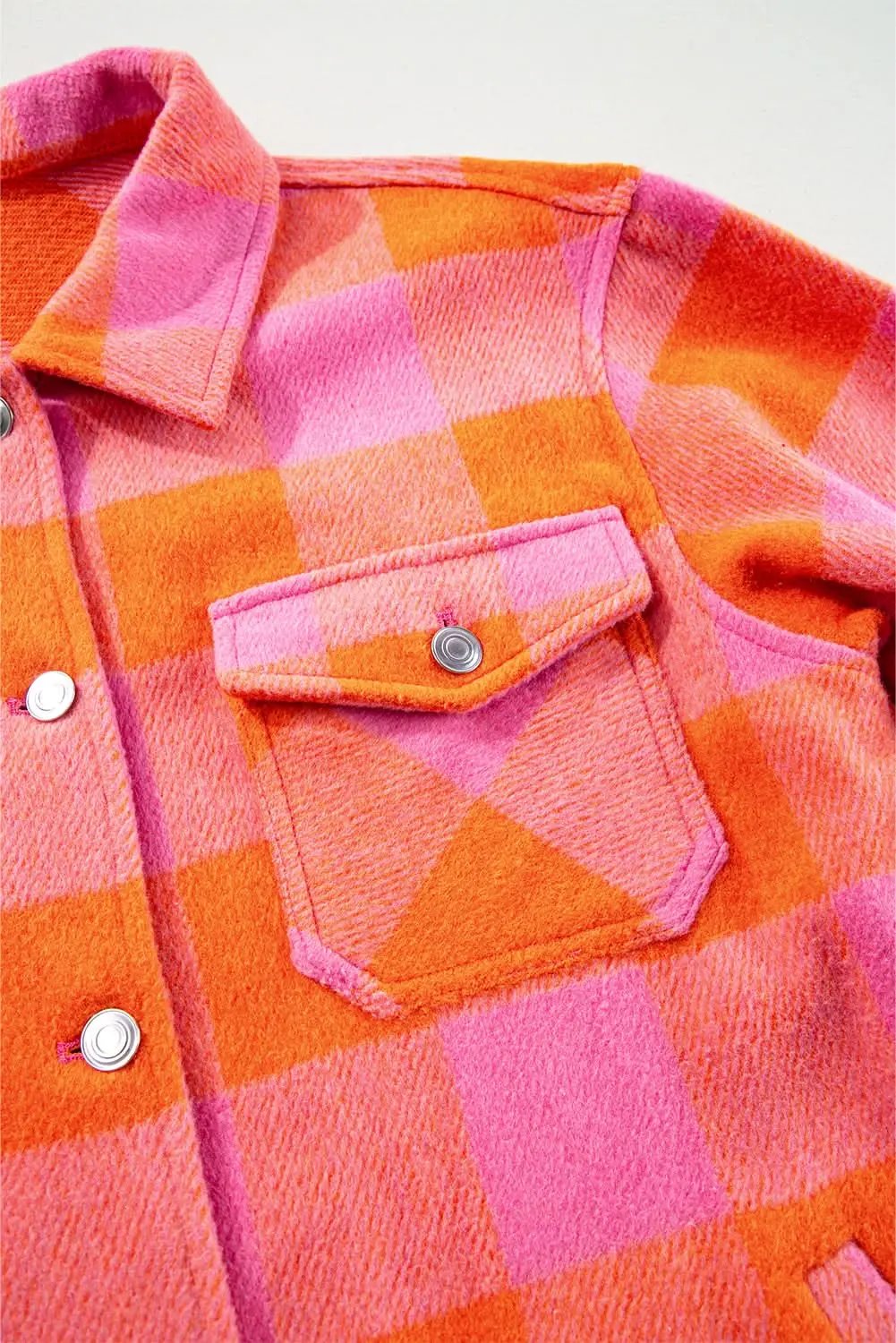 Orange Plaid Button-Up Jacket - Fall Casual & Stylish