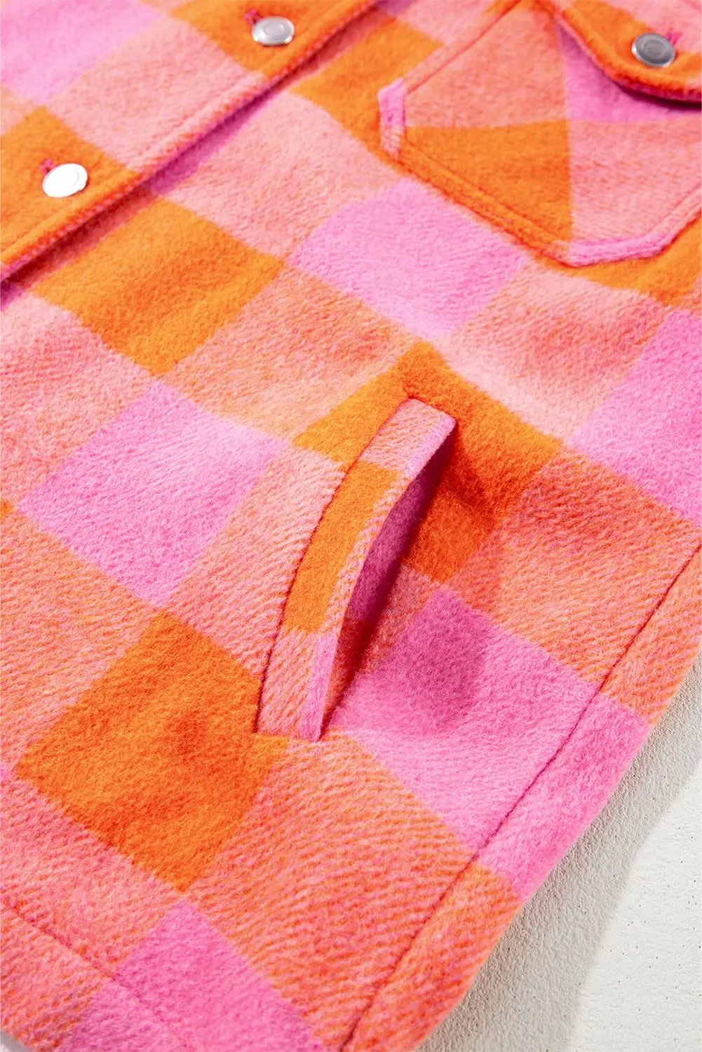 Orange Plaid Button-Up Jacket - Fall Casual & Stylish