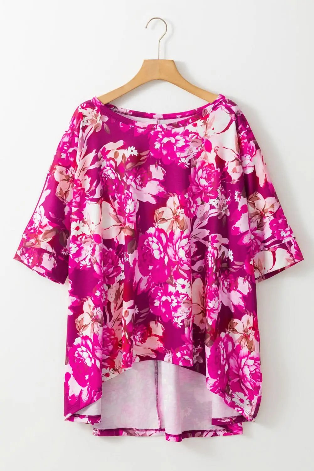 Love Salve Vibrant red floral plus size blouse