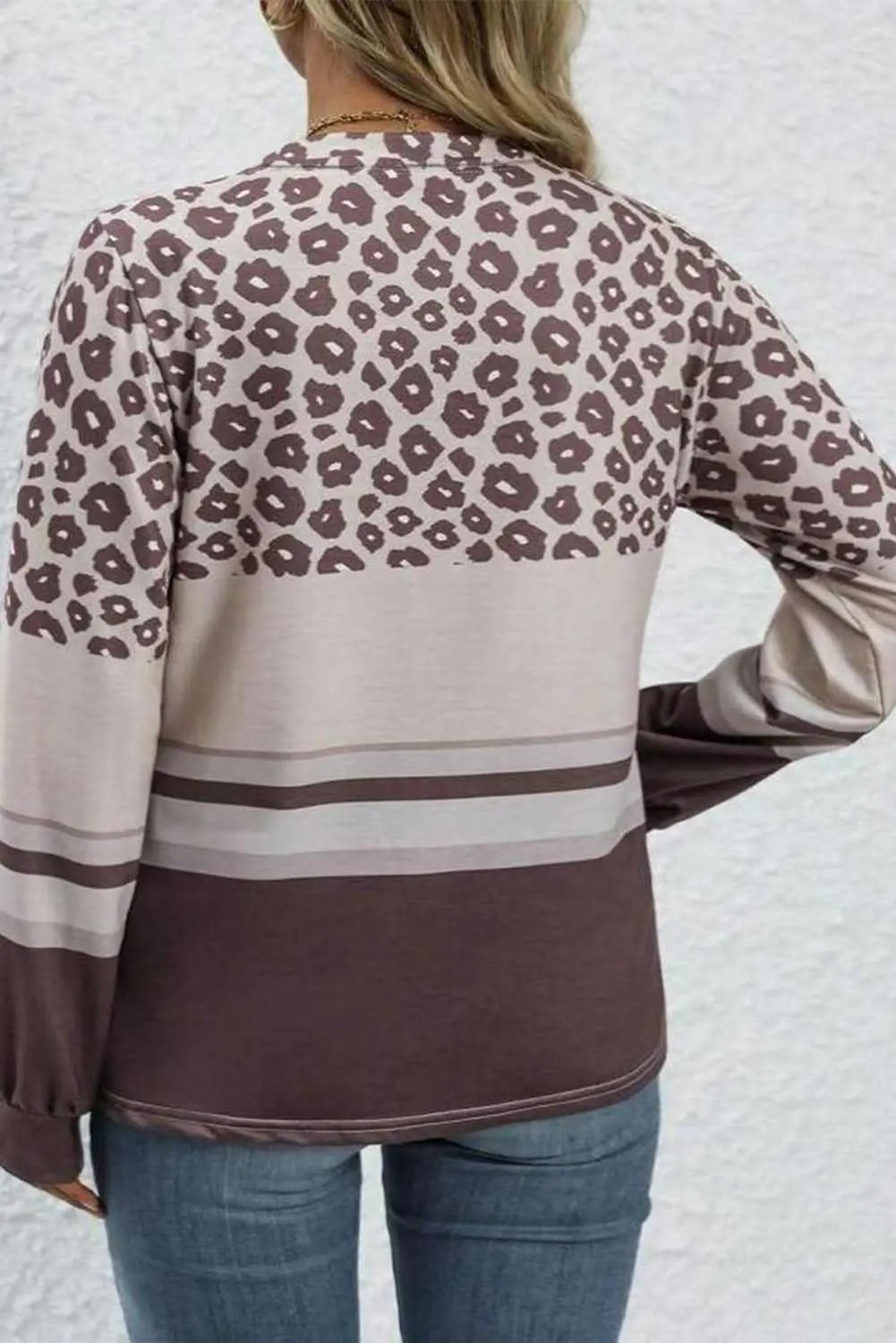 Love Salve Leopard Stripe Women's Daily Top Casual Print Color Block Tee