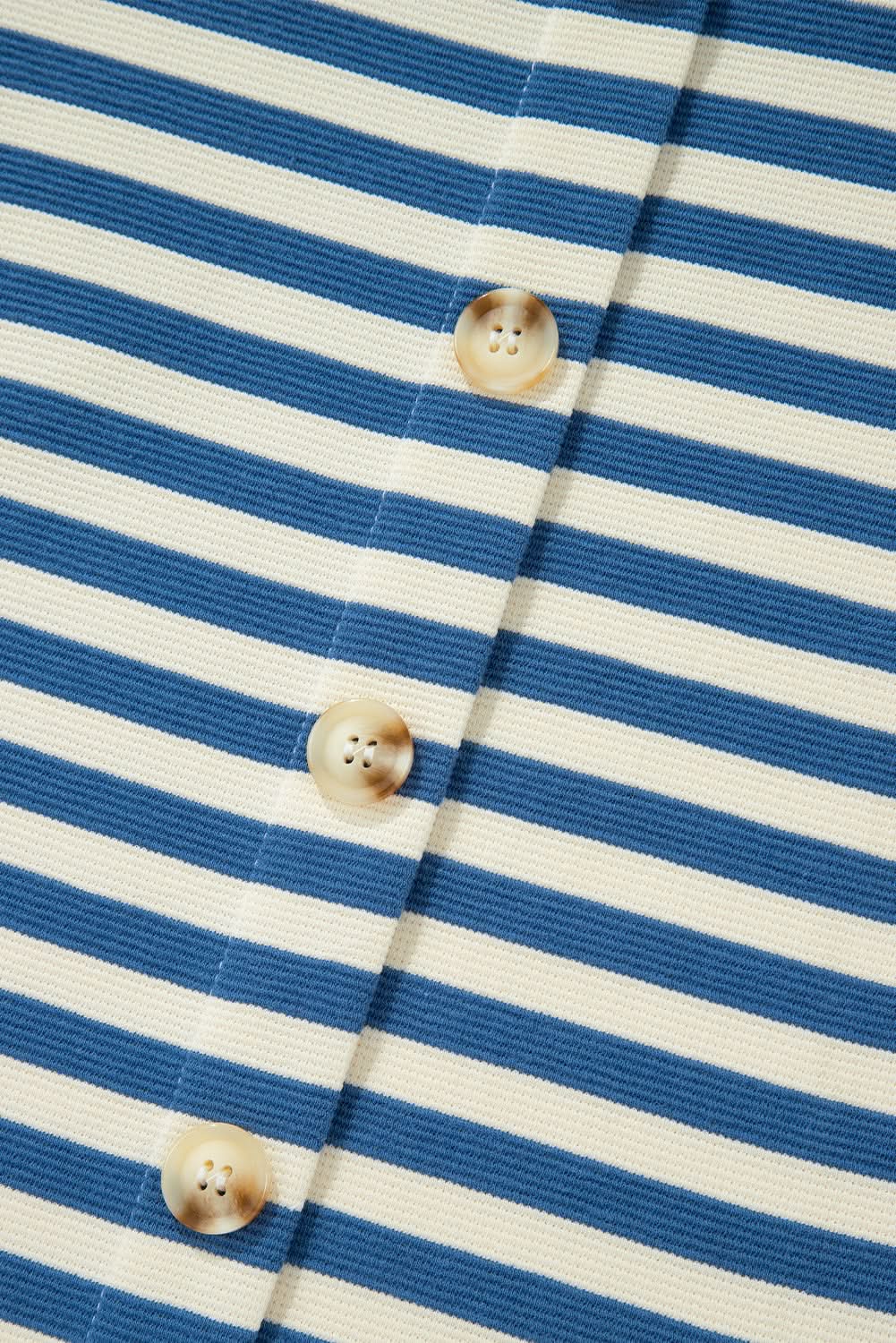 V-Neck Top - Sky Blue Striped - Casual