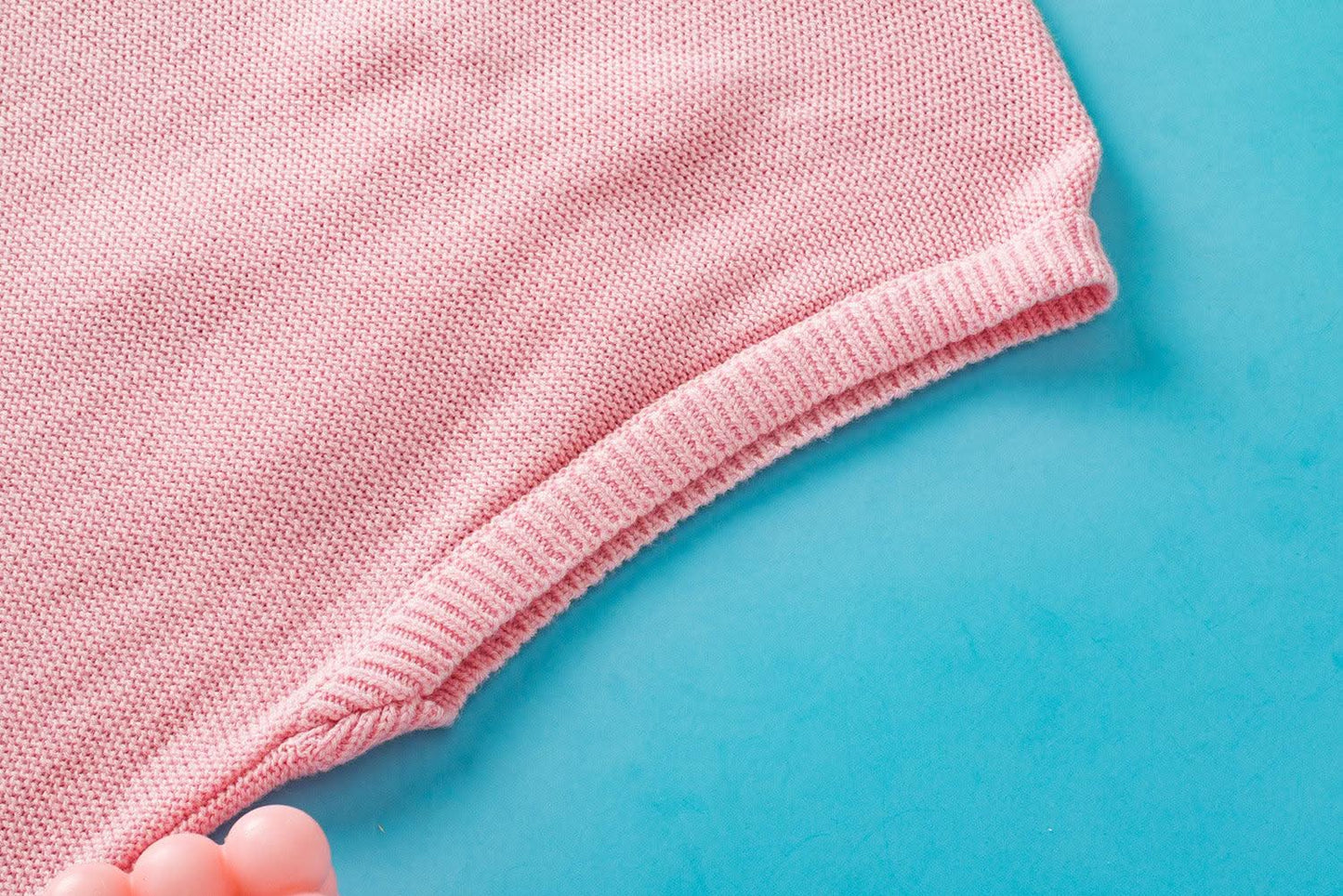 Love Salve Pink Multi Crochet Flower Knit Short Sleeve Sweate