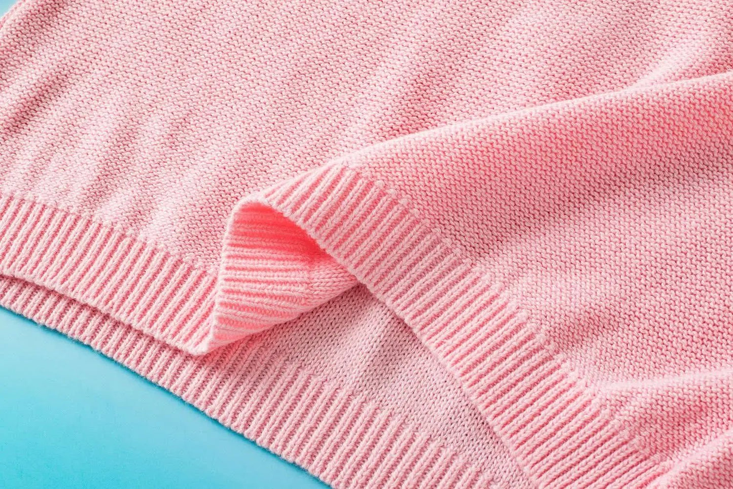 Love Salve Pink Multi Crochet Flower Knit Short Sleeve Sweate