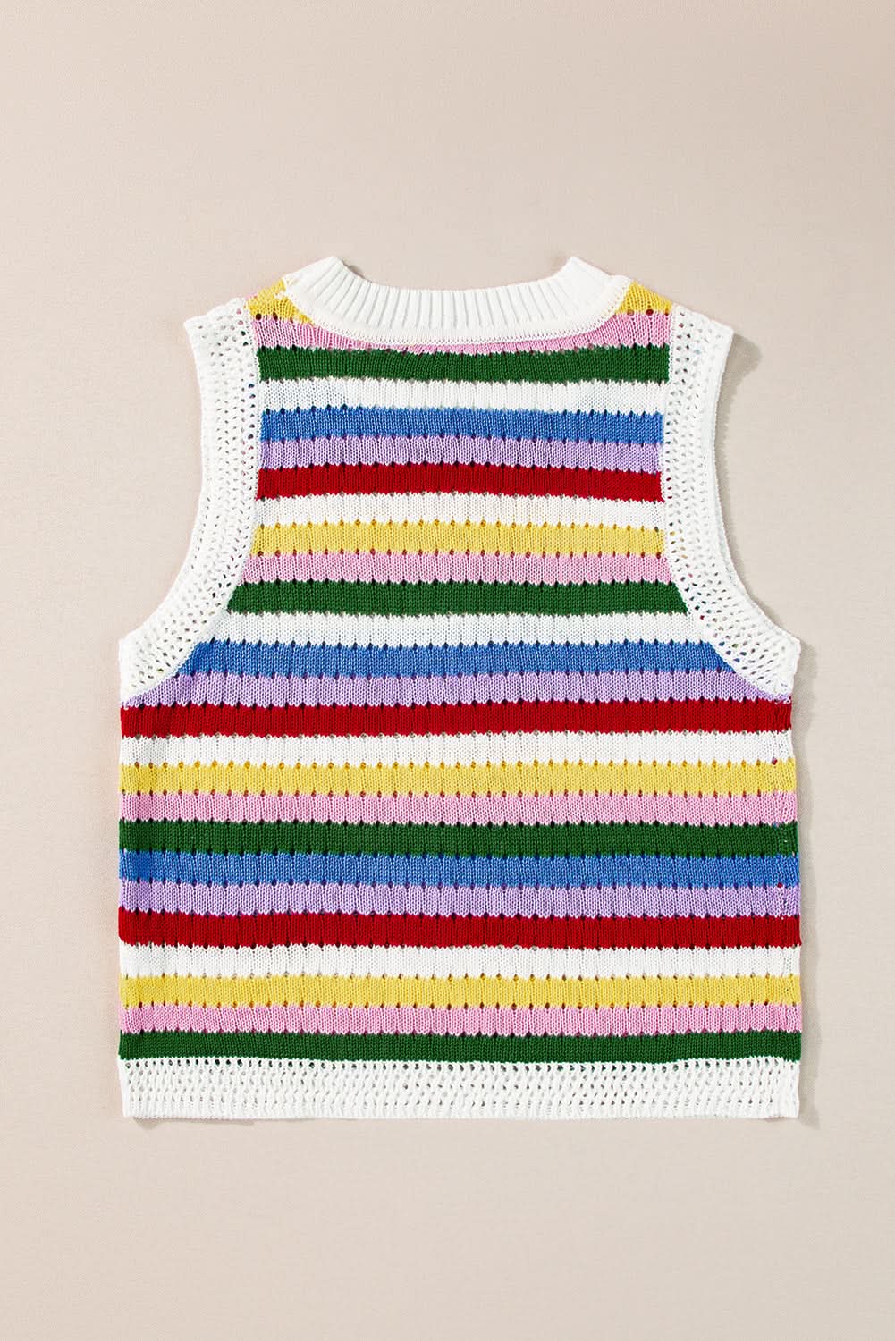 Love Salve Vibrant striped knitted vest with eyelet detail
