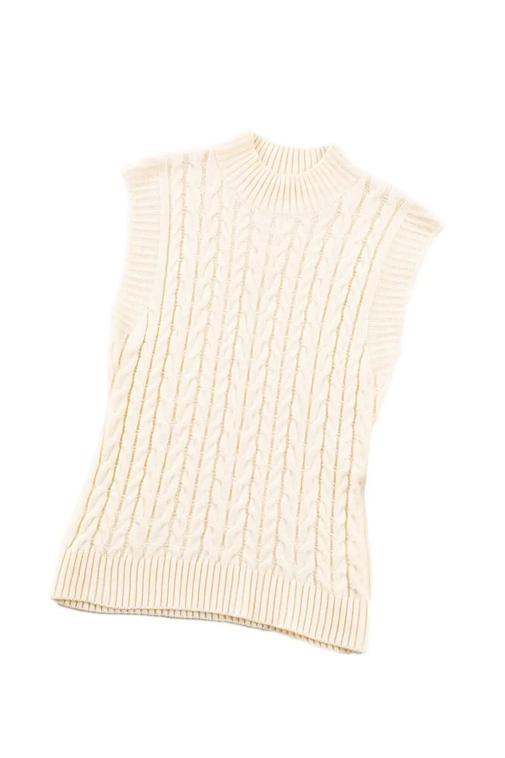Sweater Vest - Cable Knit Layering - Oatmeal