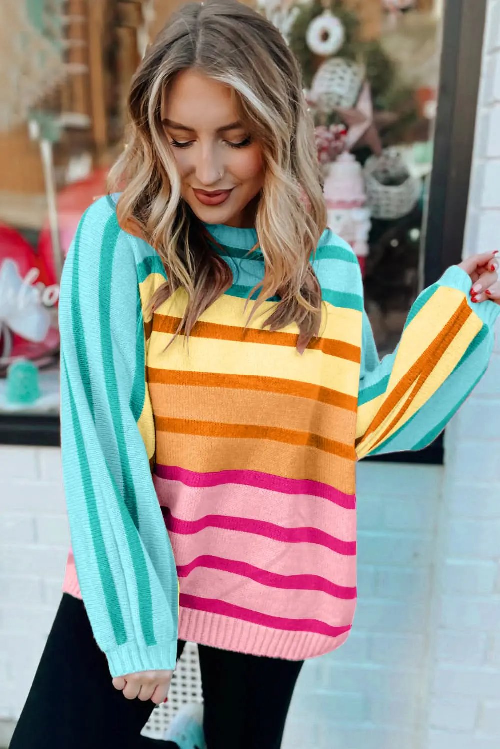 Love Salve Loose-fit yellow striped sweater