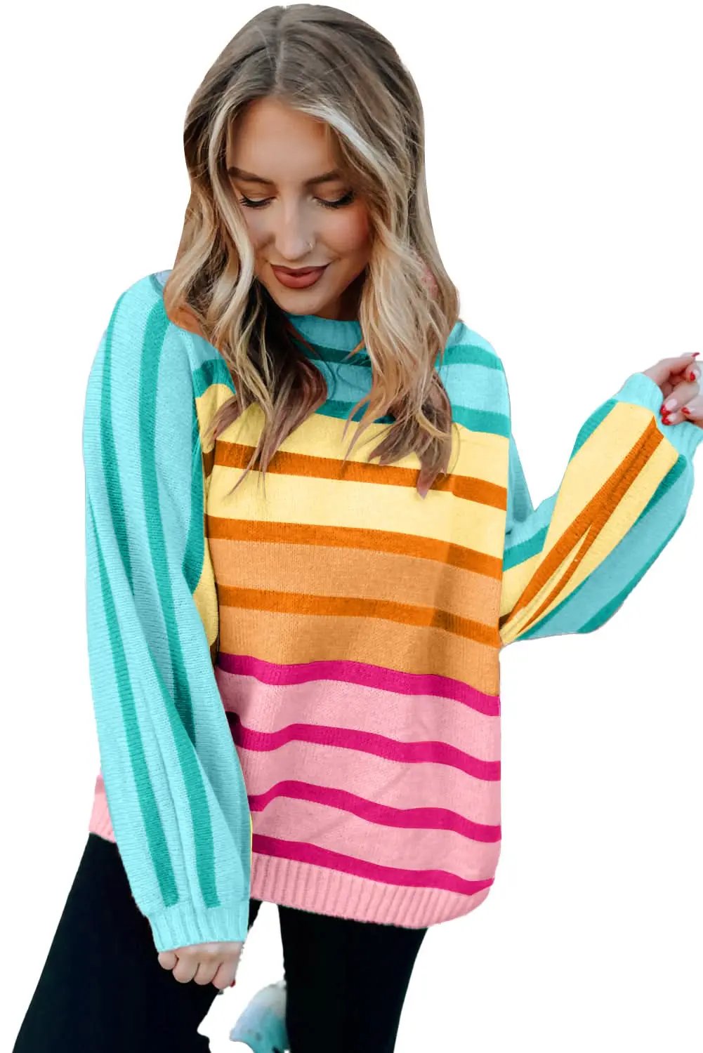 Love Salve Loose-fit yellow striped sweater