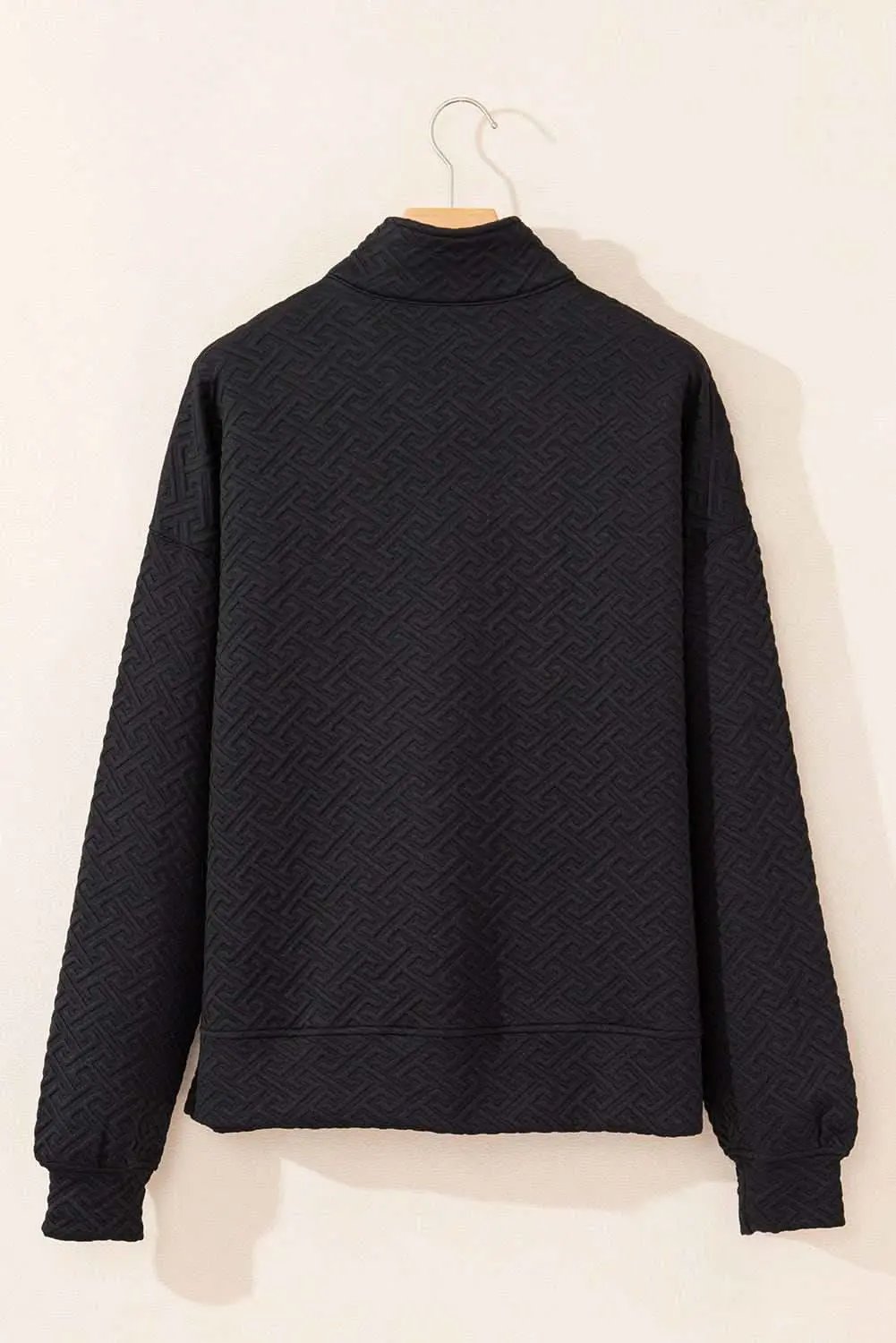 Love Salve Textured black half-zip sweatshirt