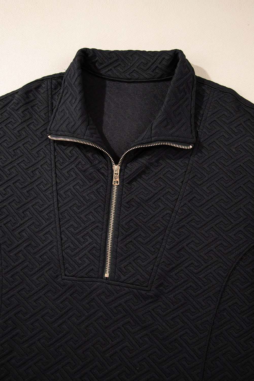 Love Salve Textured black half-zip sweatshirt