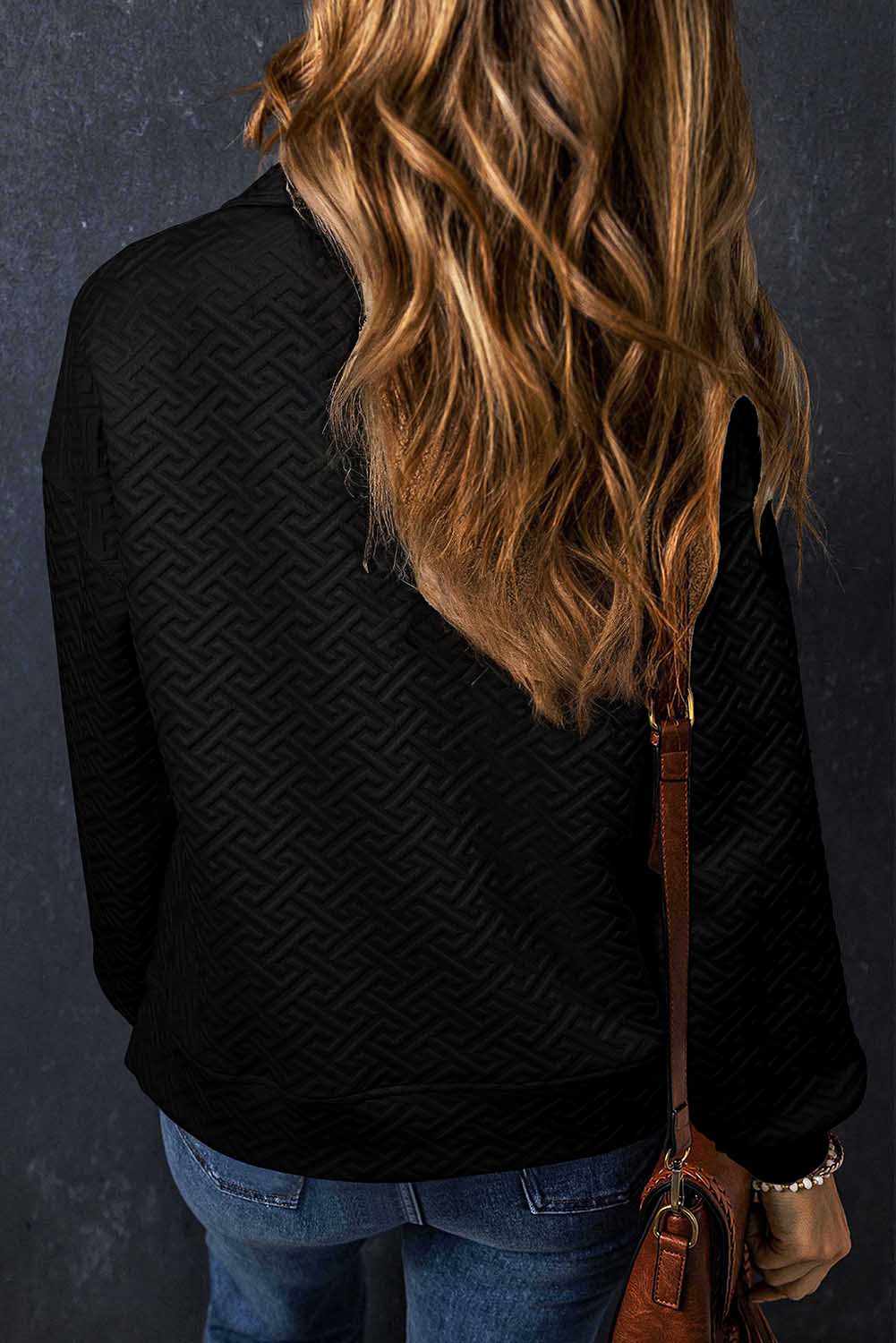 Love Salve Textured black half-zip sweatshirt