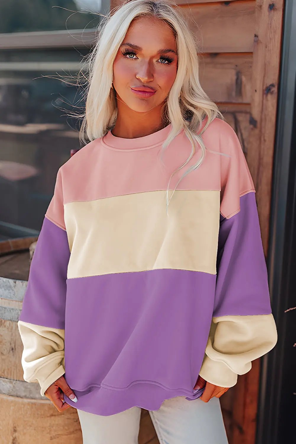 Love Salve Meadow mauve patchwork sweatshirt