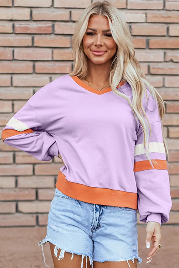 Love Salve Orchid bouquet v-neck sweatshirt