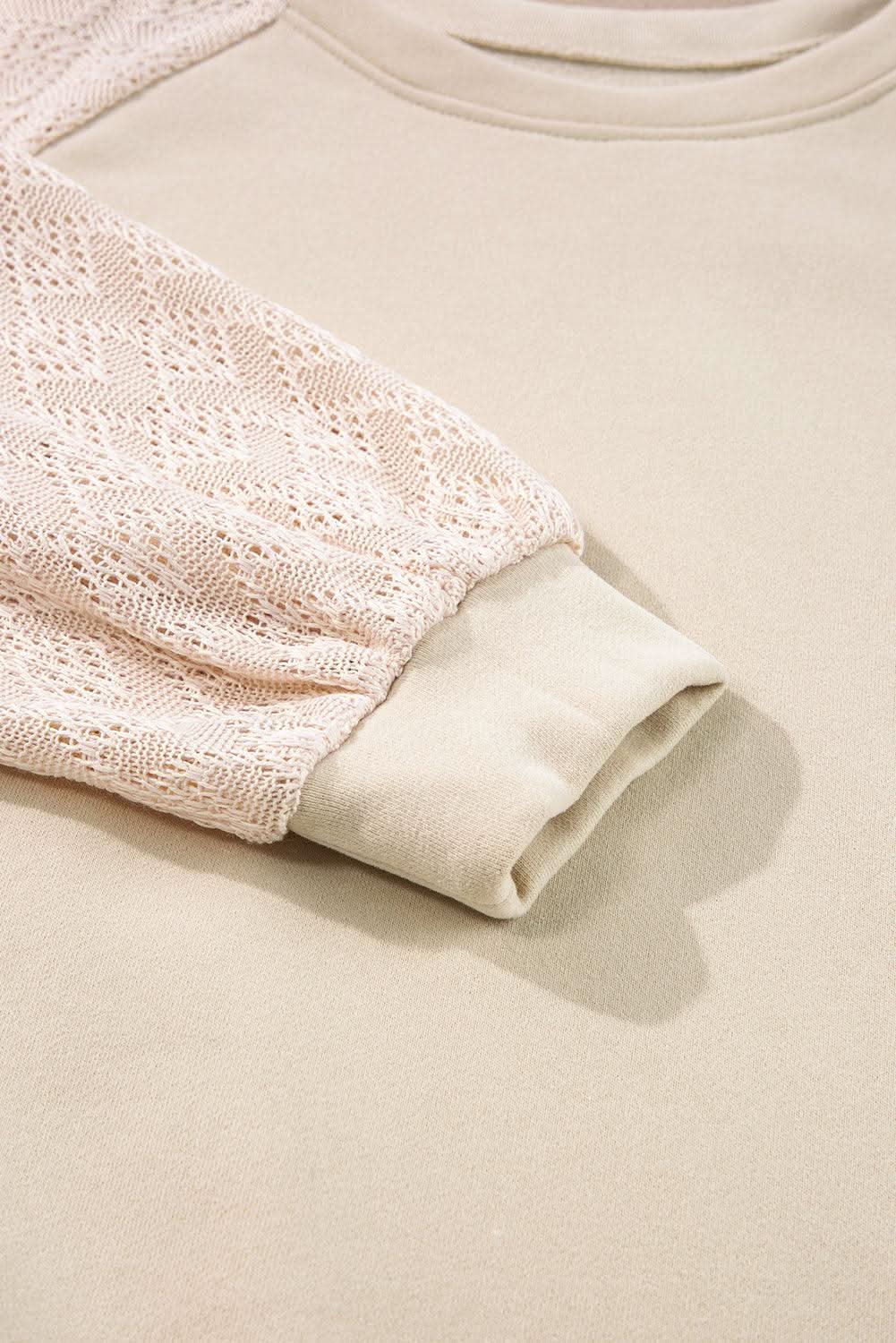 Love Salve Chic knit patchwork pullover in parchment