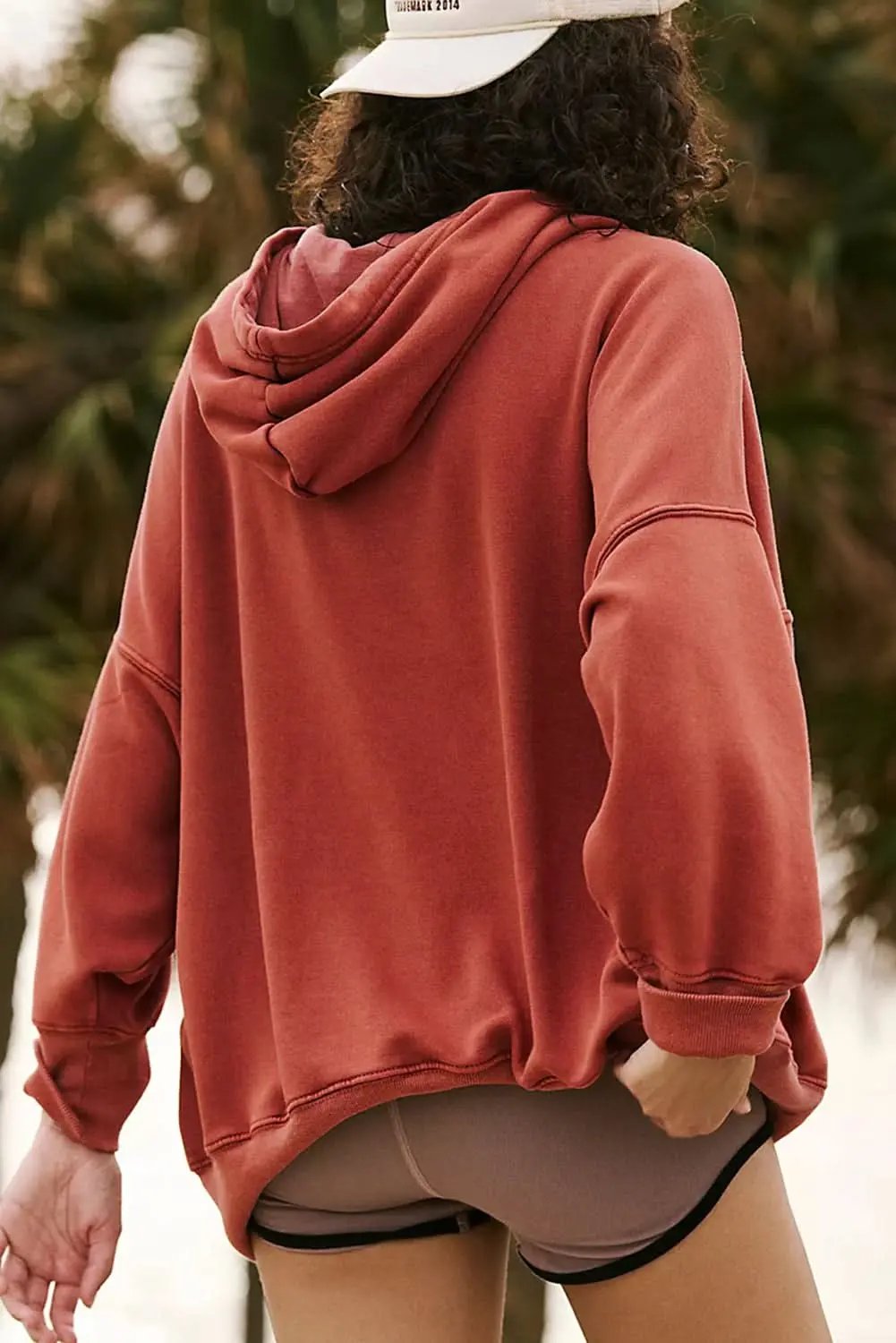 Love Salve Red clay oversized drawstring hoodie