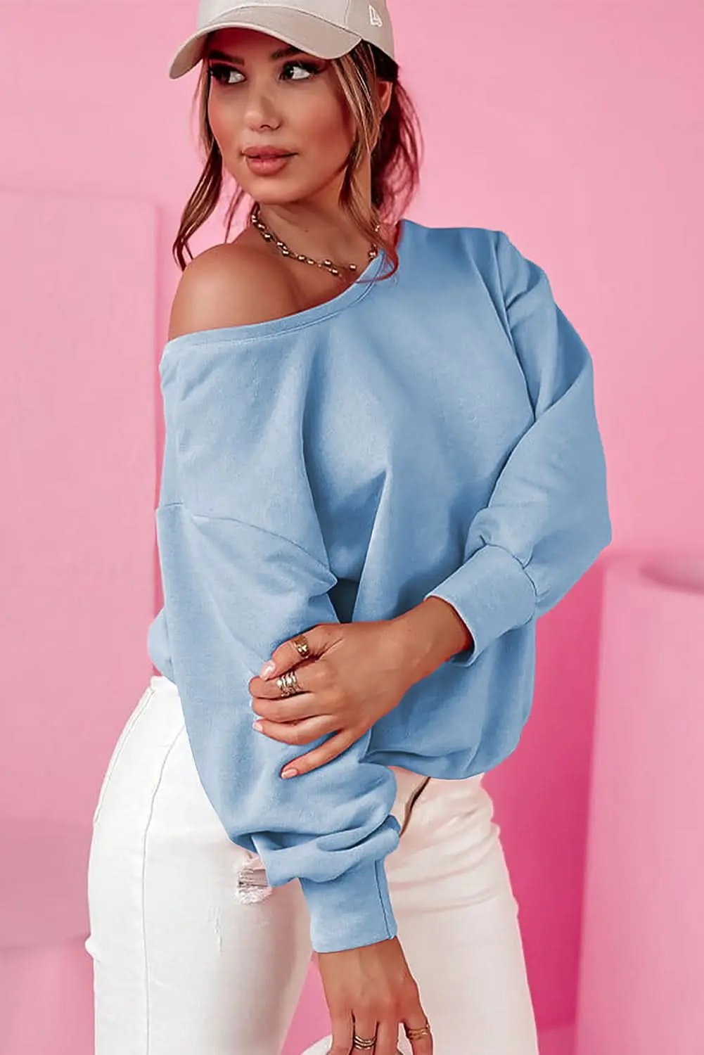 Love Salve Sky blue bowknot sweatshirt