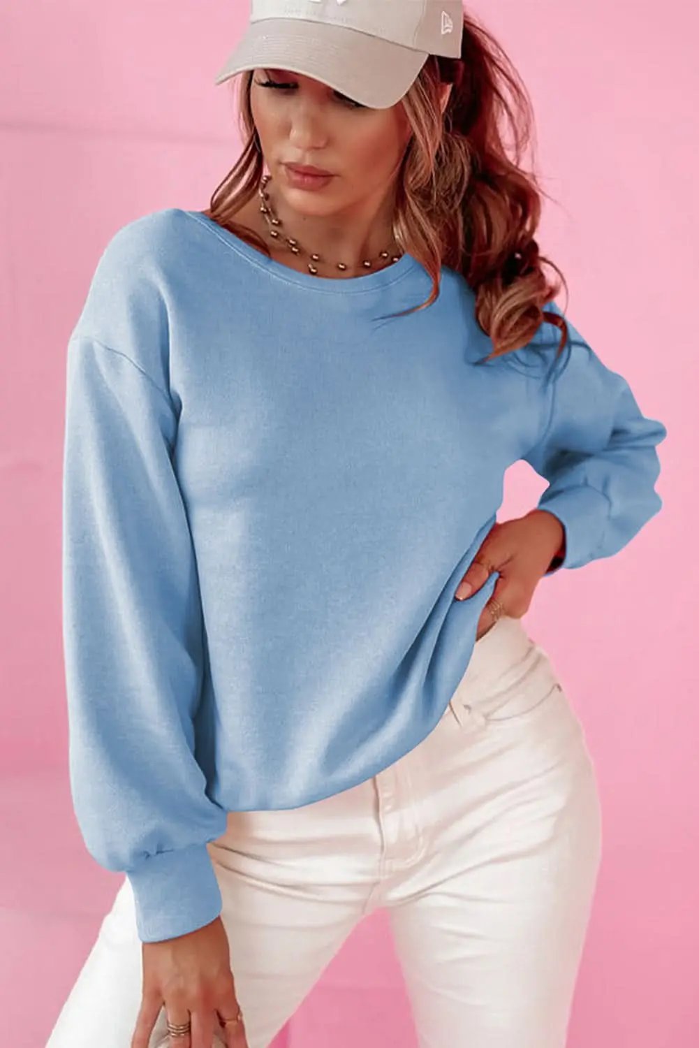 Love Salve Sky blue bowknot sweatshirt