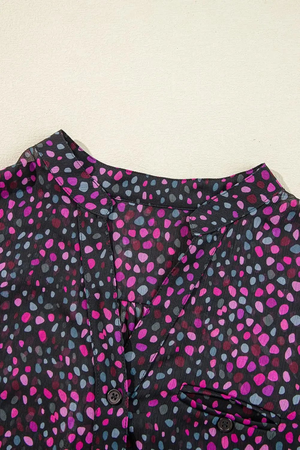 Love Salve Grape Wine Polka Dot Printed Buttoned Casual Shirt