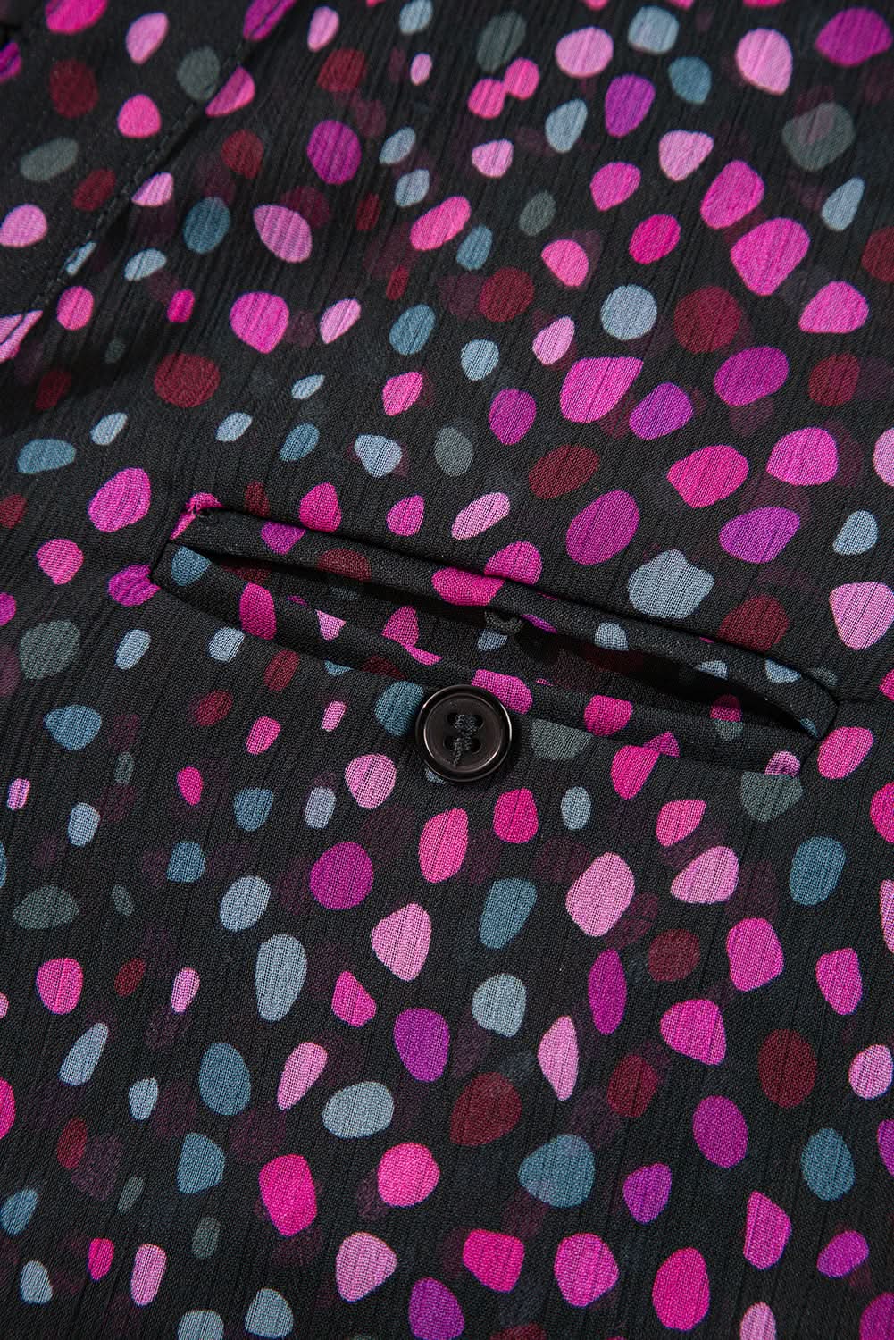 Love Salve Grape Wine Polka Dot Printed Buttoned Casual Shirt