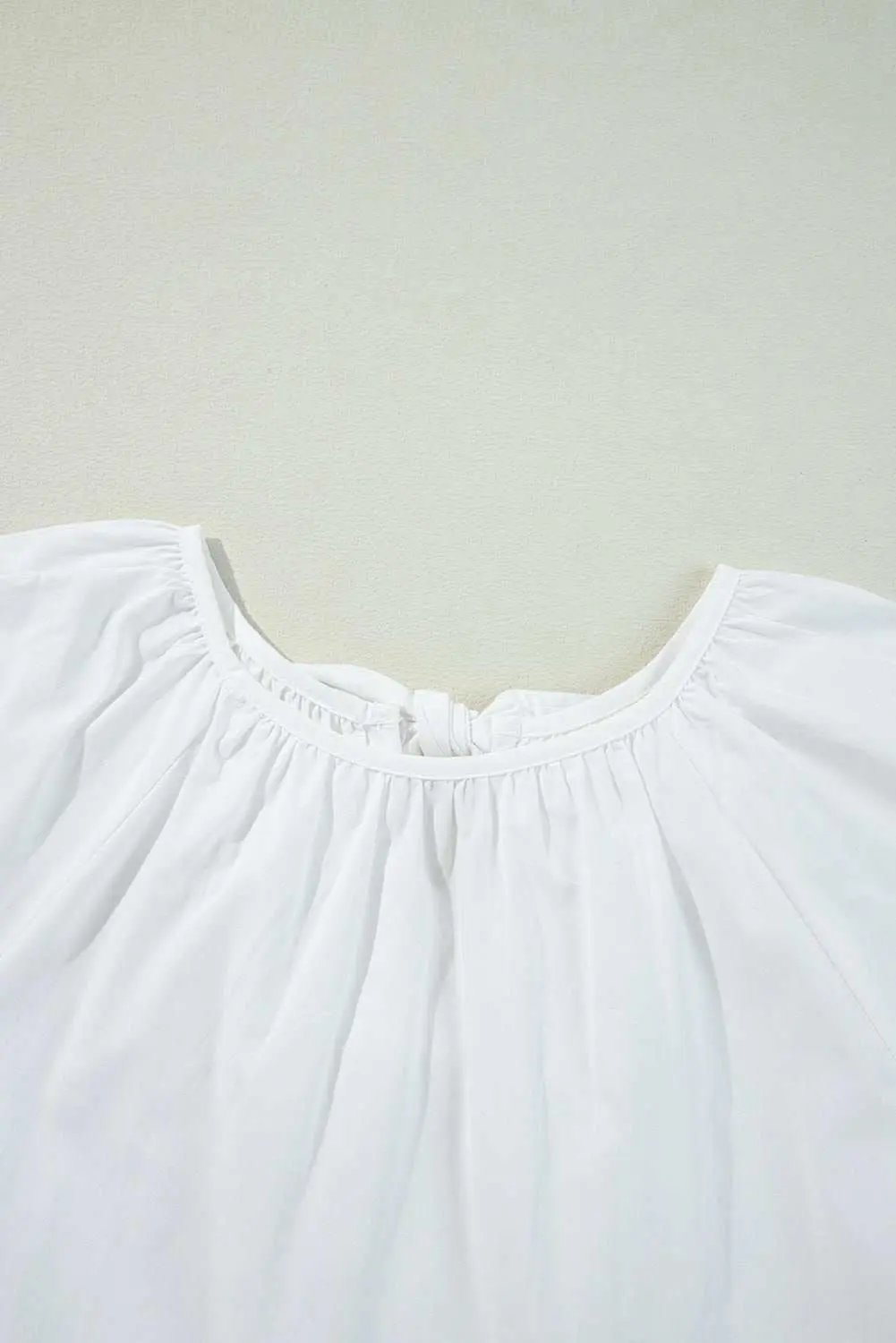 Love Salve White Bow Knot Cutout Back Loose Fit 3/4 Sleeve Bl