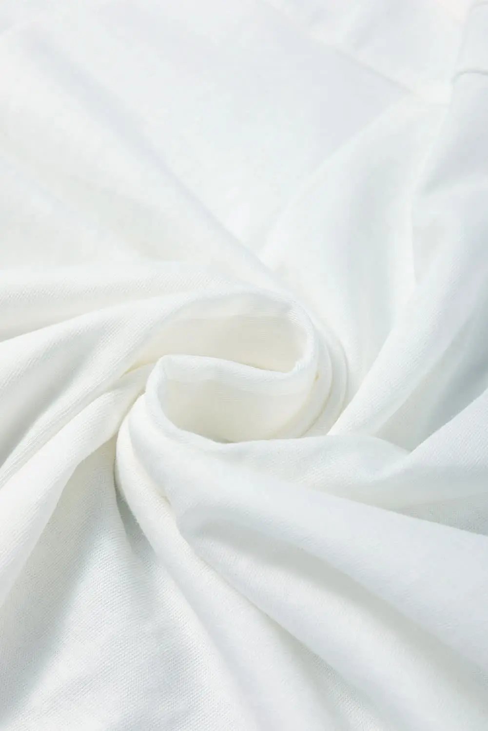 Love Salve White Tropical Leaf Printed Patchwork Sleeve Round