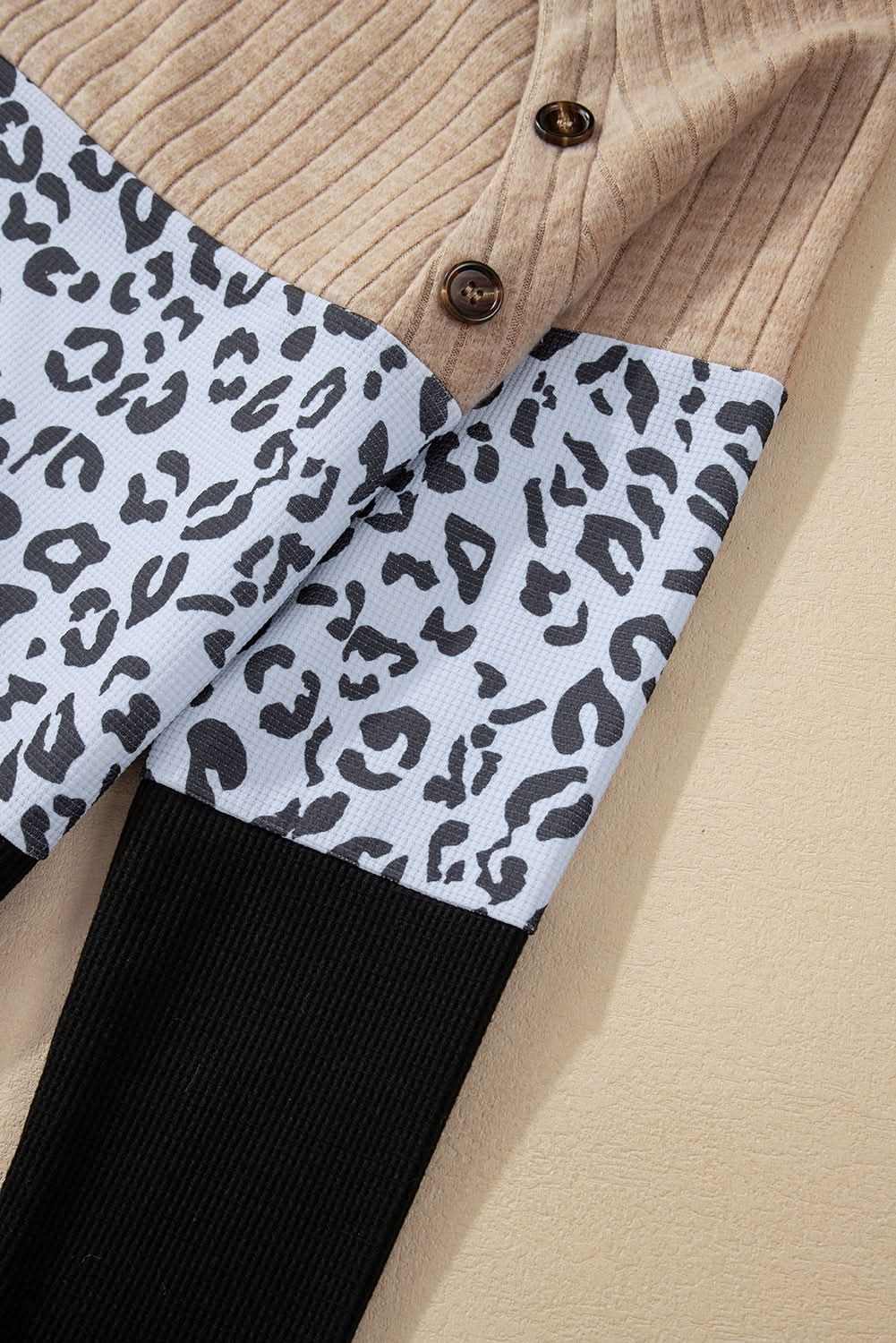 Love Salve Fierce black leopard button-up tee