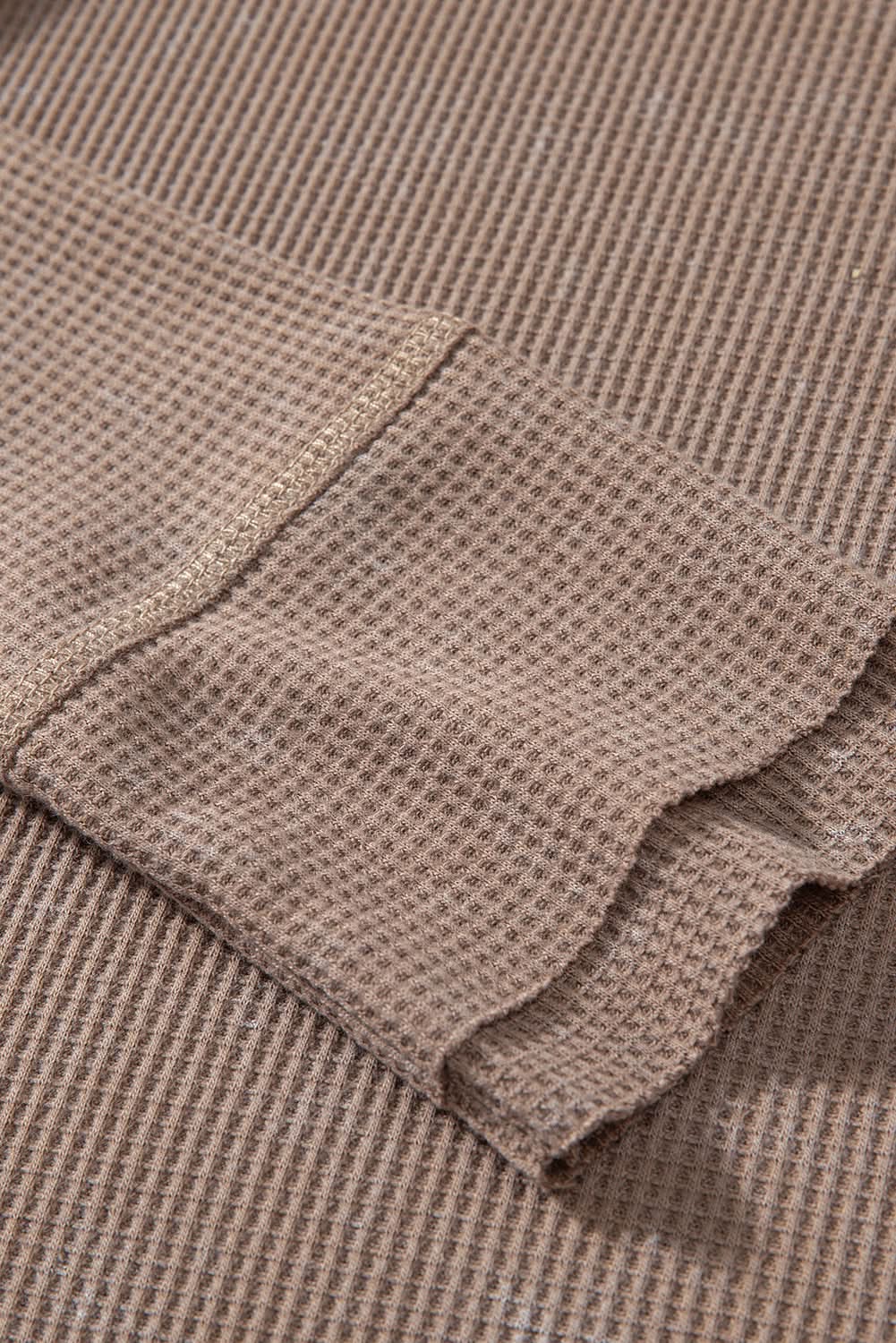 Love Salve Coffee Waffle Knit Top Daily Casual Women's Long Sleeve Acid Wash Tee - Soft & Chic