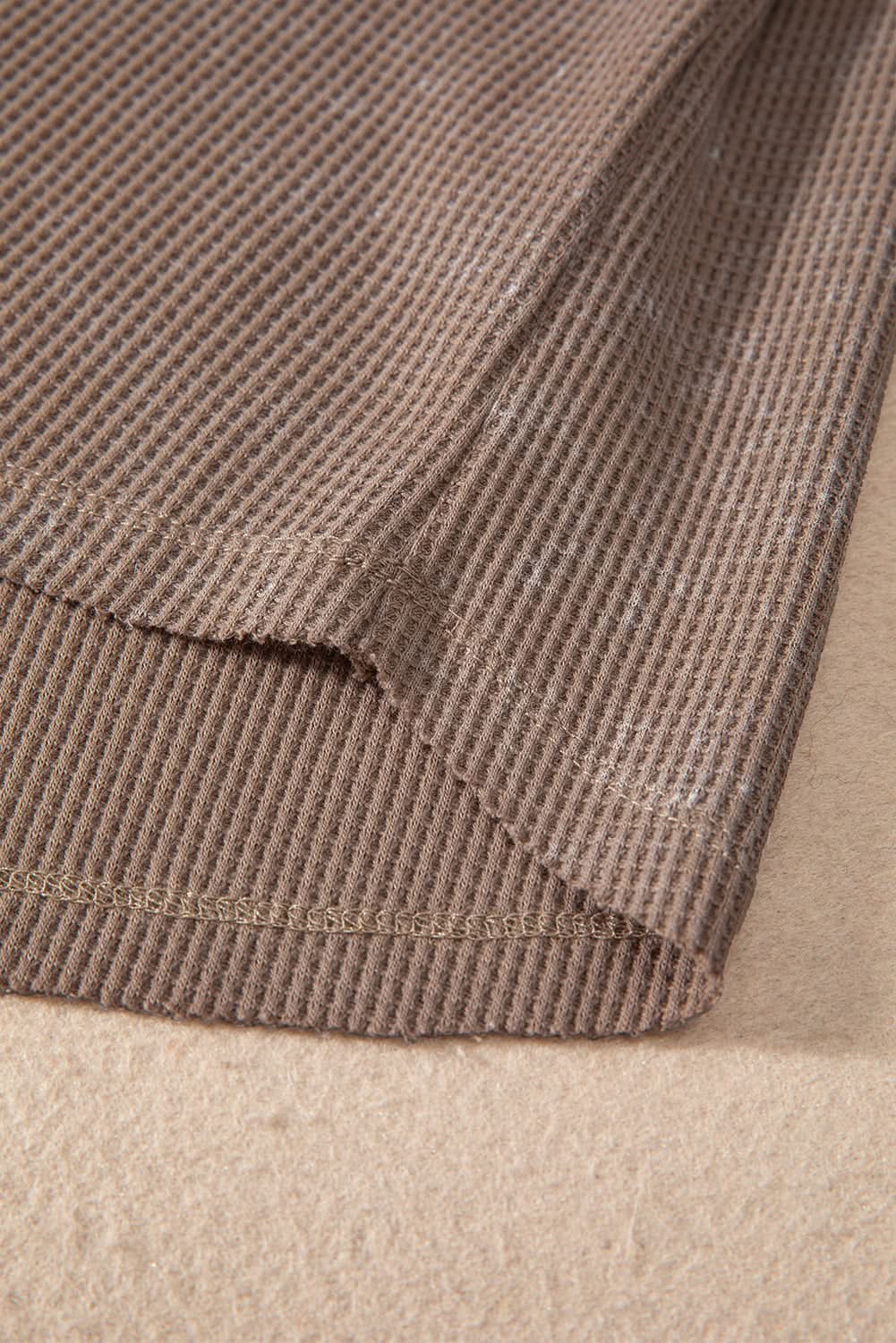 Love Salve Coffee Waffle Knit Top Daily Casual Women's Long Sleeve Acid Wash Tee - Soft & Chic