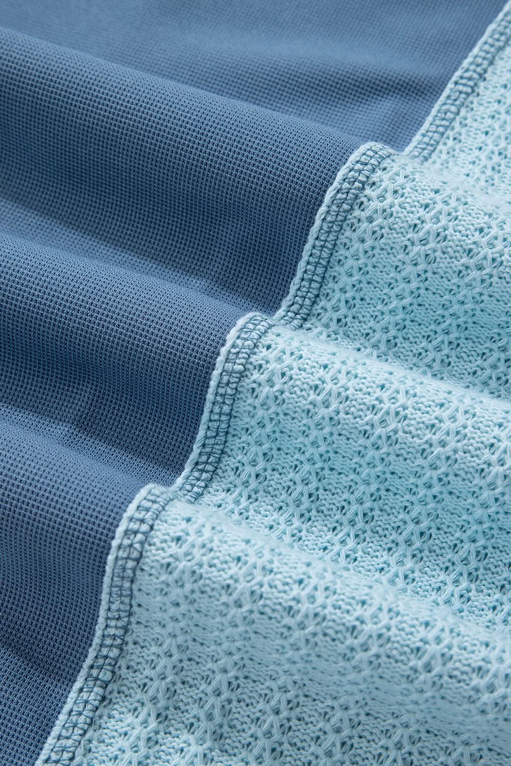 Love Salve Dusk Blue Colorblock Stitching Patchwork Buttoned