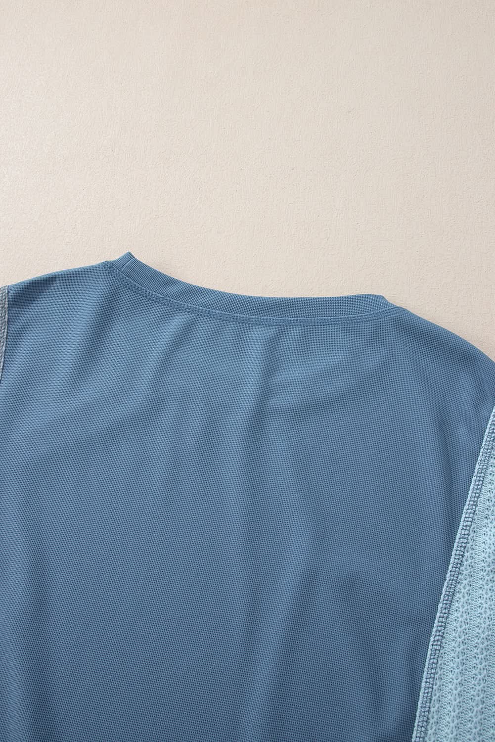 Love Salve Dusk Blue Colorblock Stitching Patchwork Buttoned