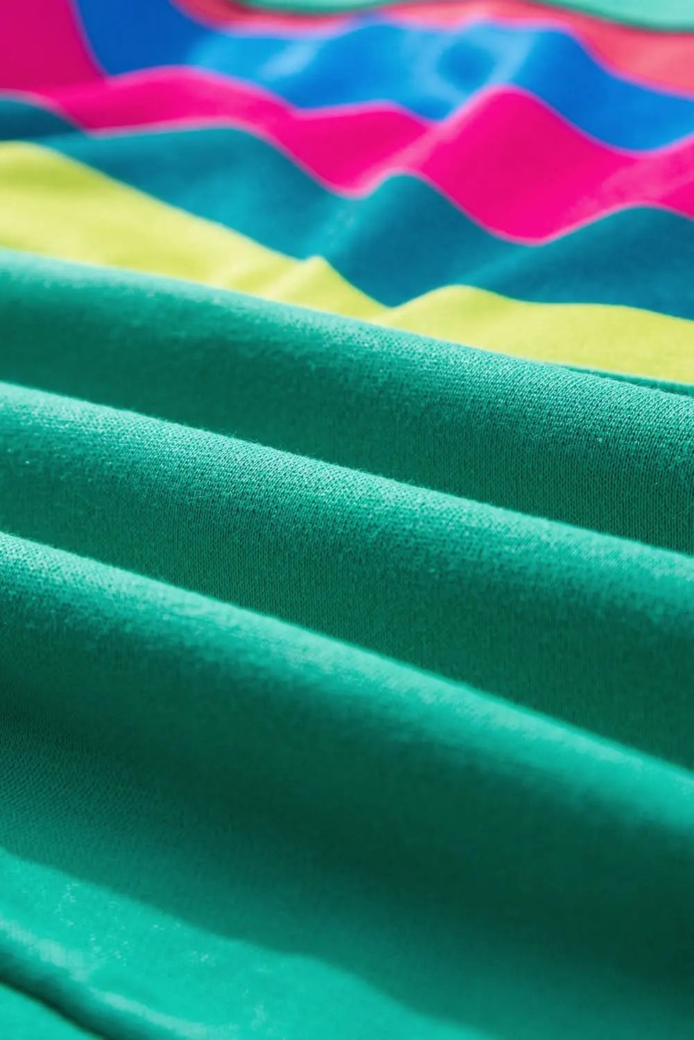 Love Salve Green Colorful Striped Accent Long Sleeve T Shirt