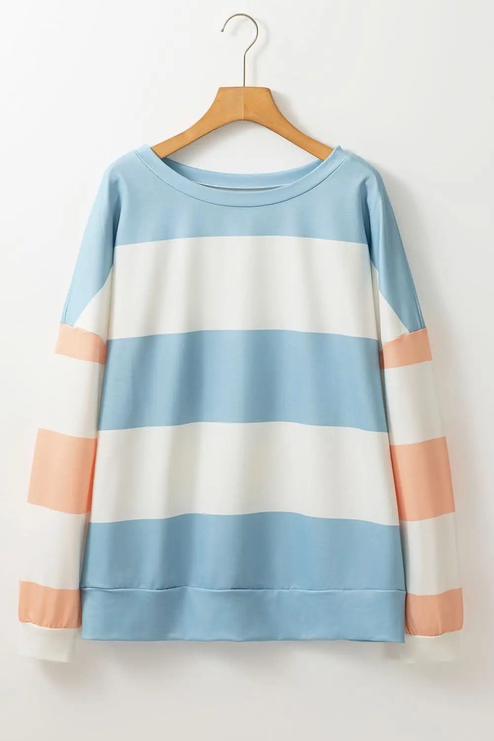 Love Salve Light Blue Colorblock Striped Drop Shoulder Long S