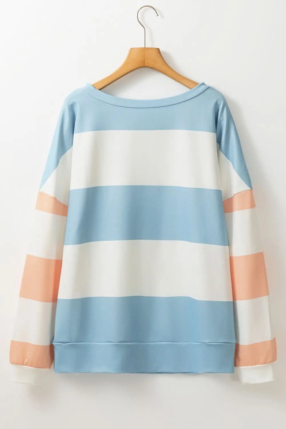 Love Salve Light Blue Colorblock Striped Drop Shoulder Long S