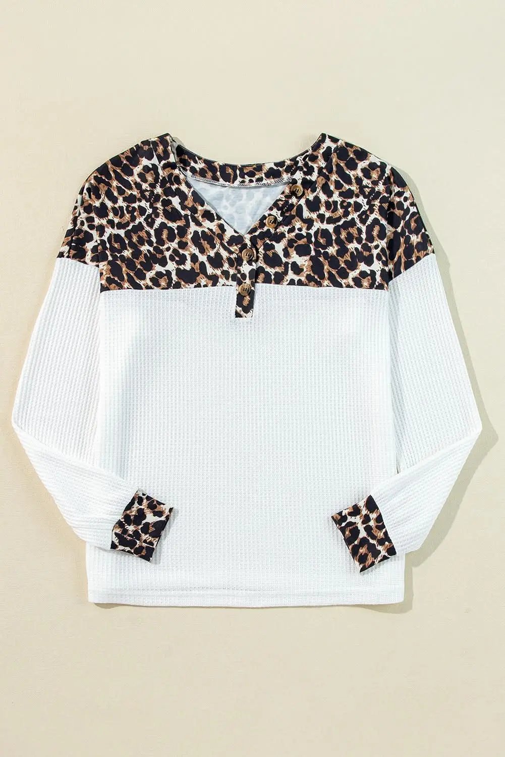 Love Salve White leopard v-neck knit top