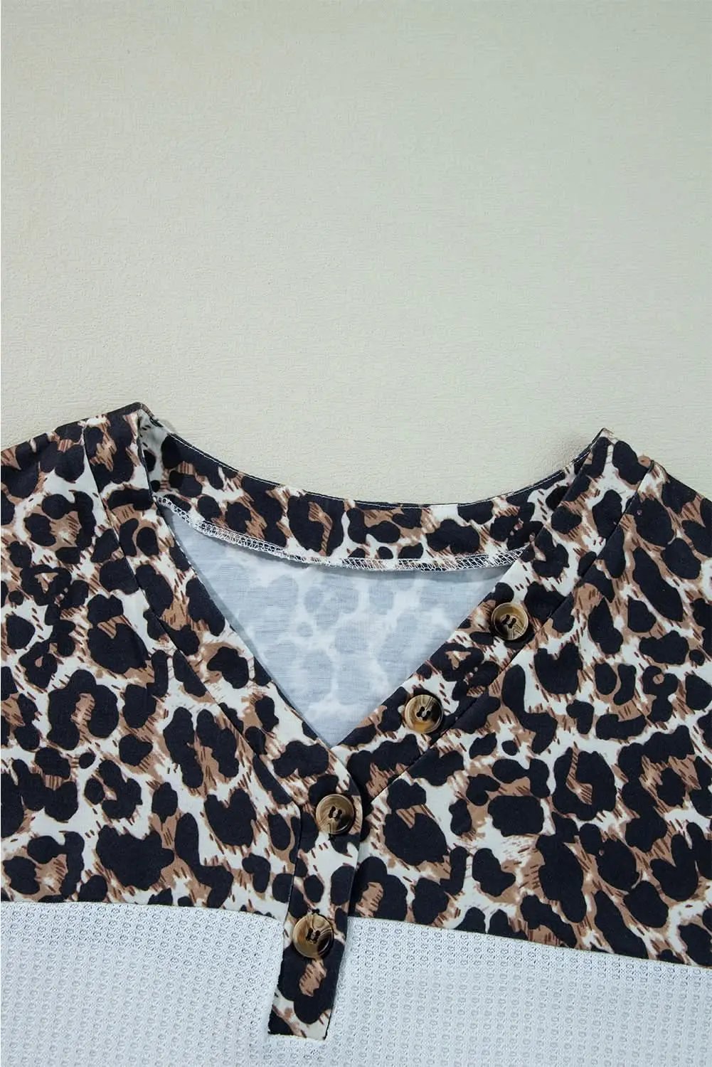Love Salve White leopard v-neck knit top