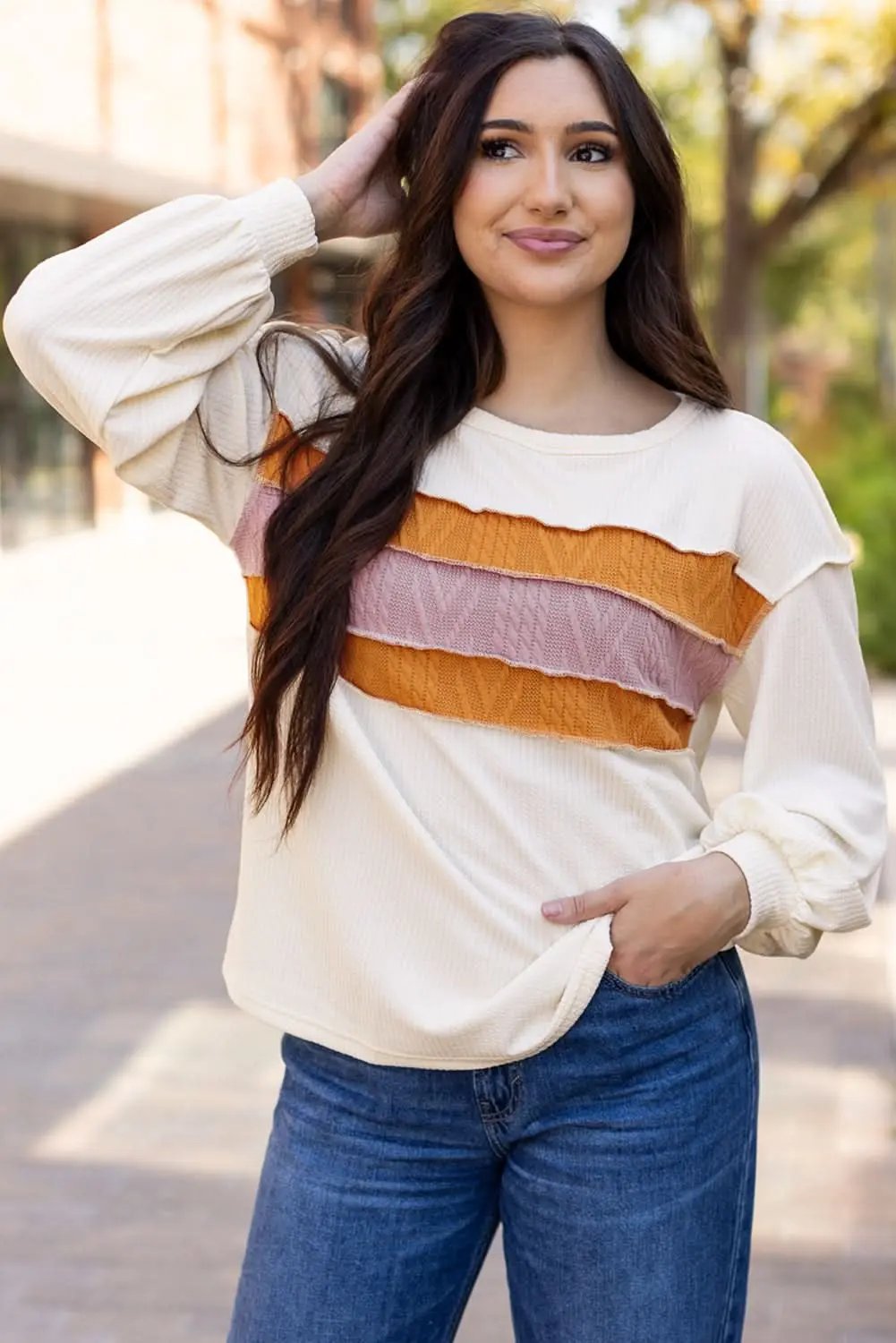 Love Salve White Knit Top Women's Casual Drop Sleeve Trendy Fashion Top