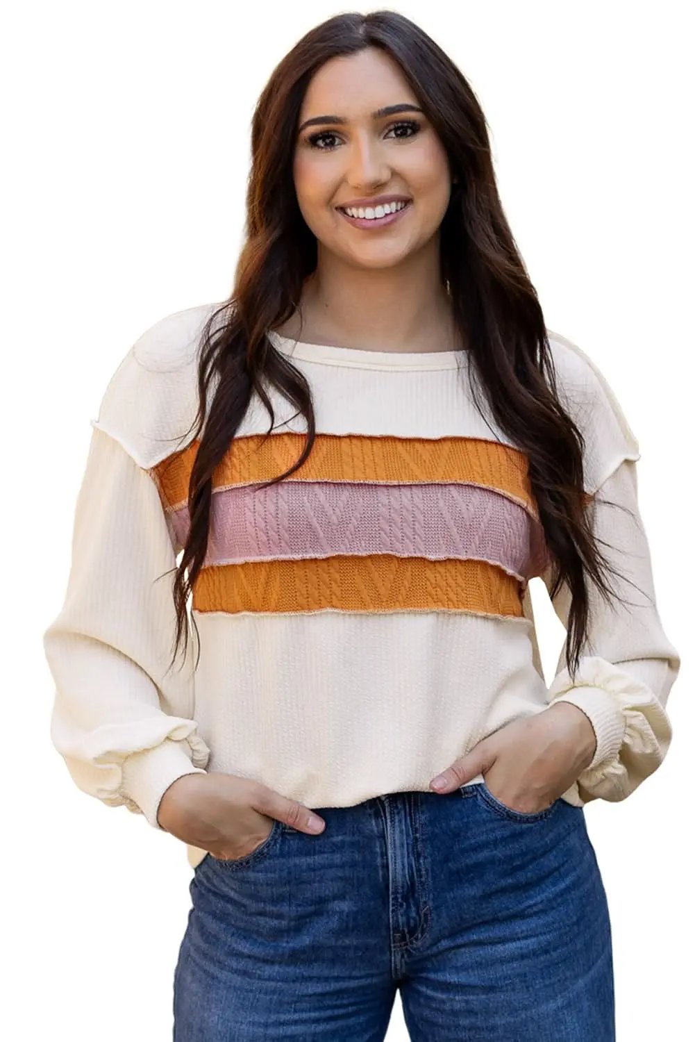 Love Salve White Knit Top Women's Casual Drop Sleeve Trendy Fashion Top