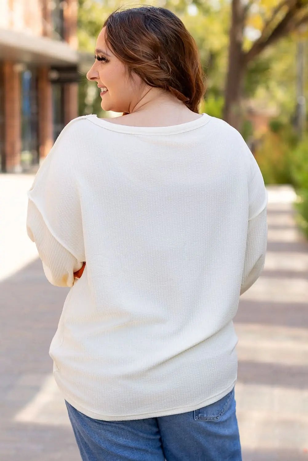 Love Salve White Knit Top Women's Casual Drop Sleeve Trendy Fashion Top