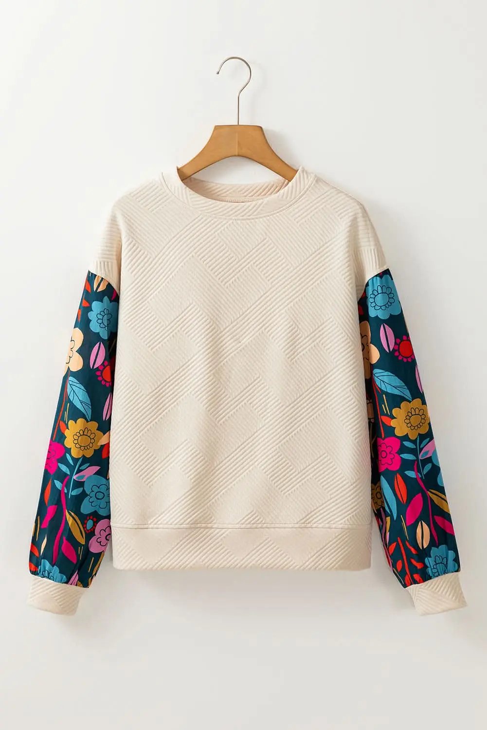 Love Salve White floral sleeve knit top