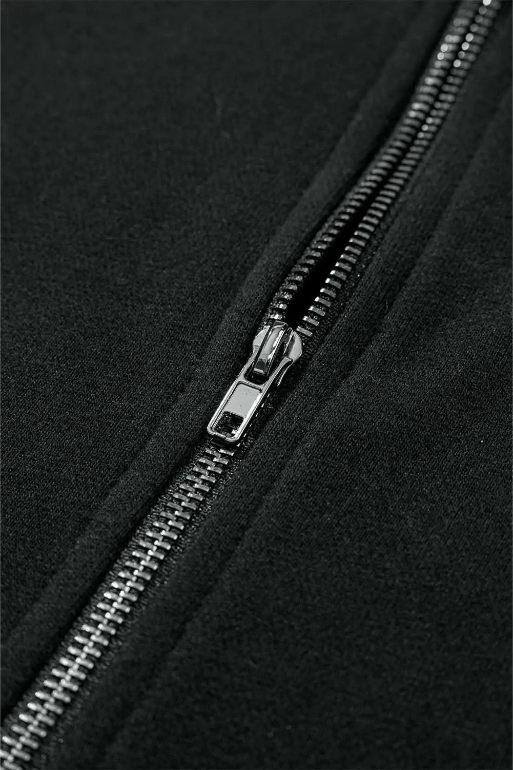 Love Salve Black Solid Kangaroo Pocket Half Zipper Oversized