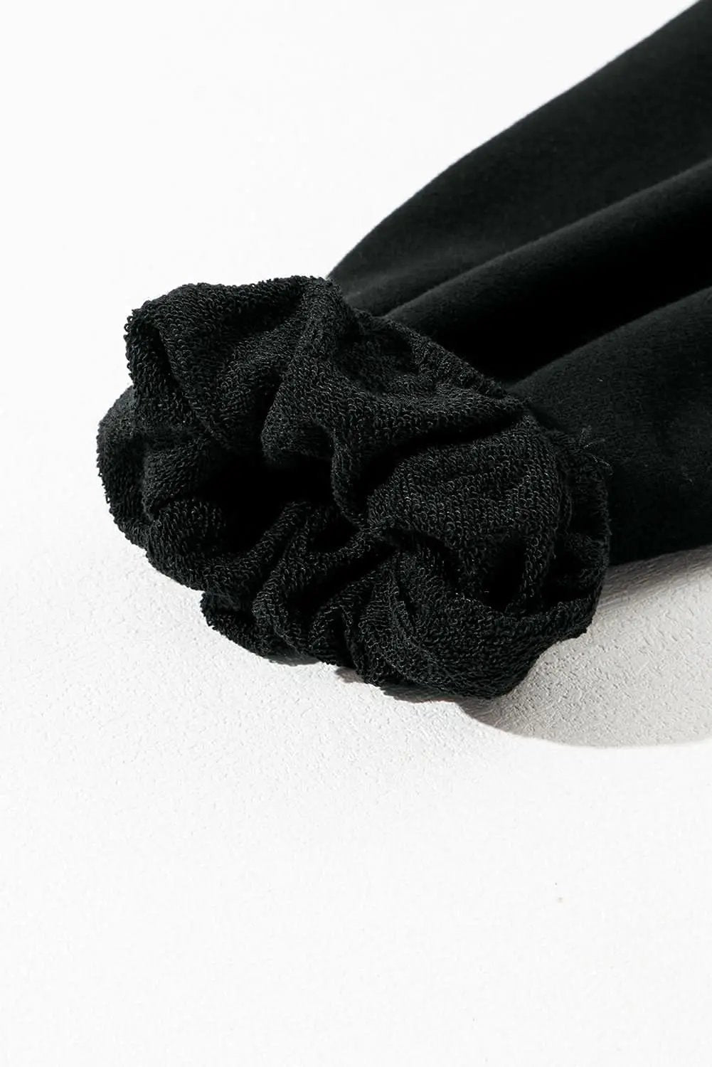 Love Salve Black Solid Kangaroo Pocket Half Zipper Oversized