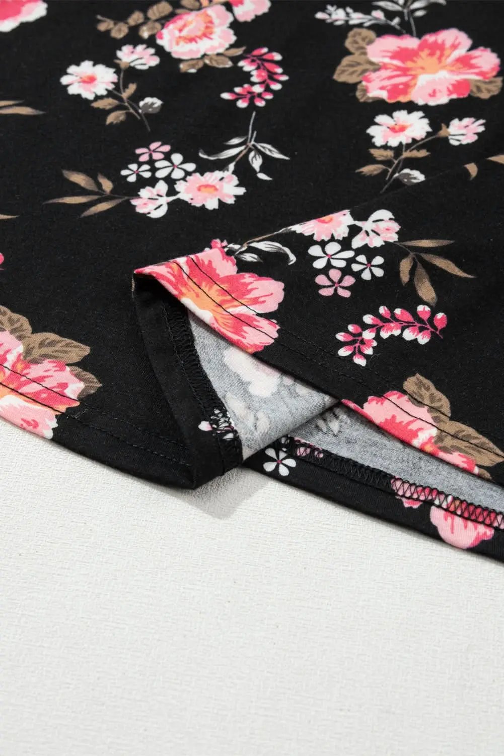 Love Salve Black Floral Tank Top Women's Bohemian Summer Top Strappy Back Cute