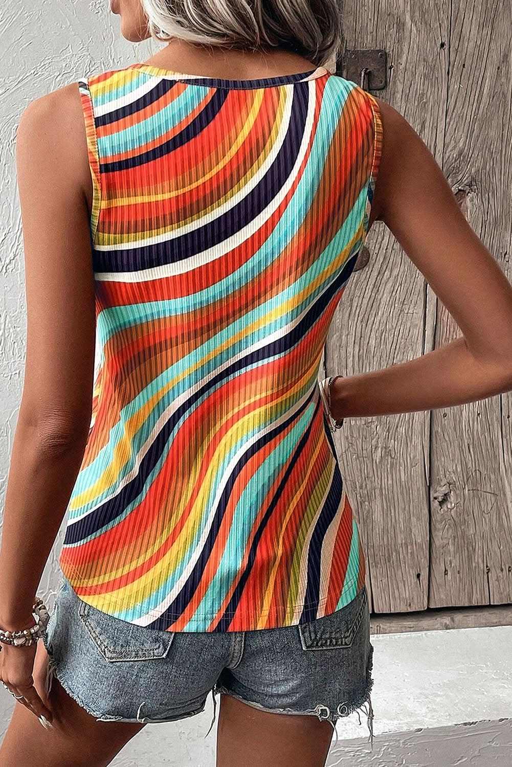 Tank Top - Ribbed Striped - Casual Summer Style