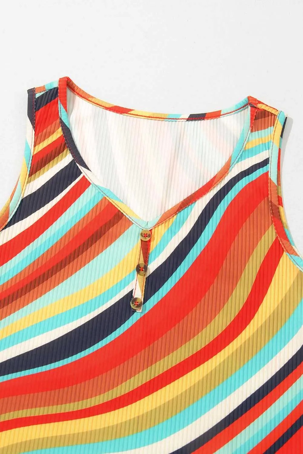 Tank Top - Ribbed Striped - Casual Summer Style