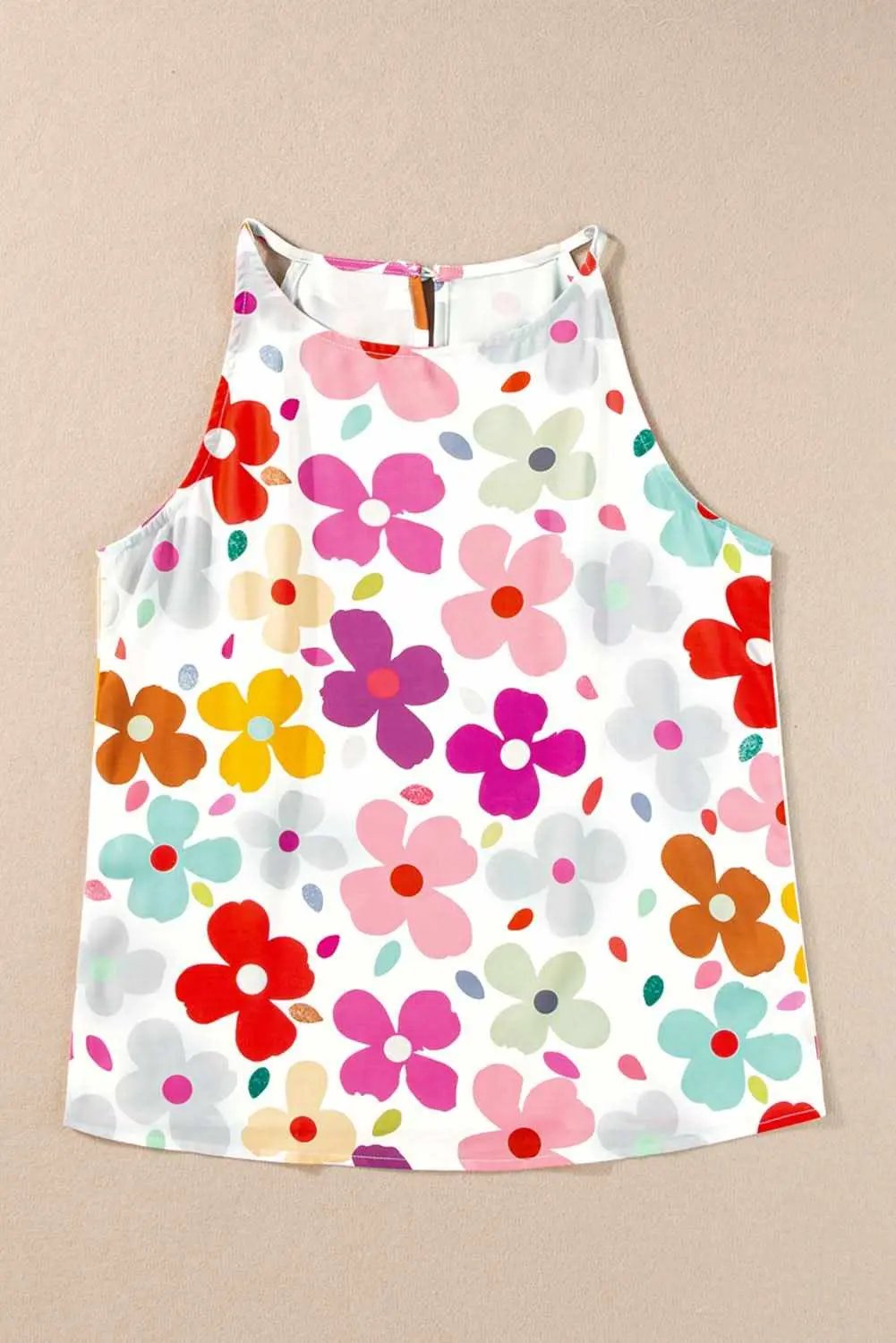 Vest - White Floral Print - Cute & Stylish